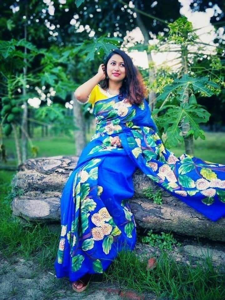 Hand Print Half Silk Sharee_img_0