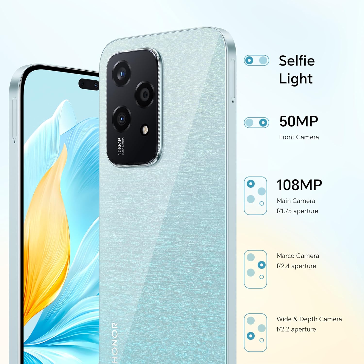 HONOR 200 Lite, 5G Dual SIM, 8GB RAM + 256GB ROM, 6,7” Anti-Drop AMOLED Display, 108MP Triple Rear Camera, Starry Blue - UAE Version, 1 Year Official Warranty_img_4