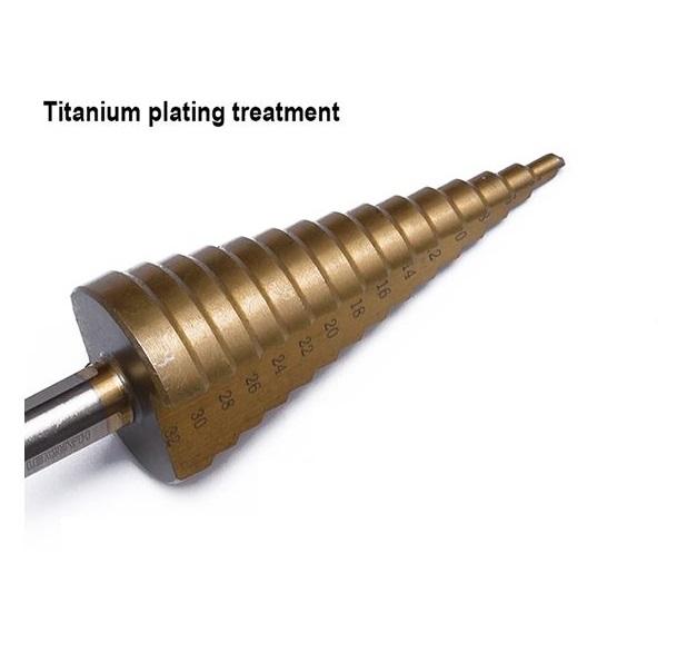 HARDEN Step Drill Bit | 4–32mm Range | 2mm per Step | Titanium Coated HSS | Model: 614132_img_1