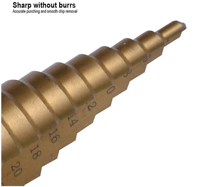 HARDEN Step Drill Bit | 4–32mm Range | 2mm per Step | Titanium Coated HSS | Model: 614132_img_4