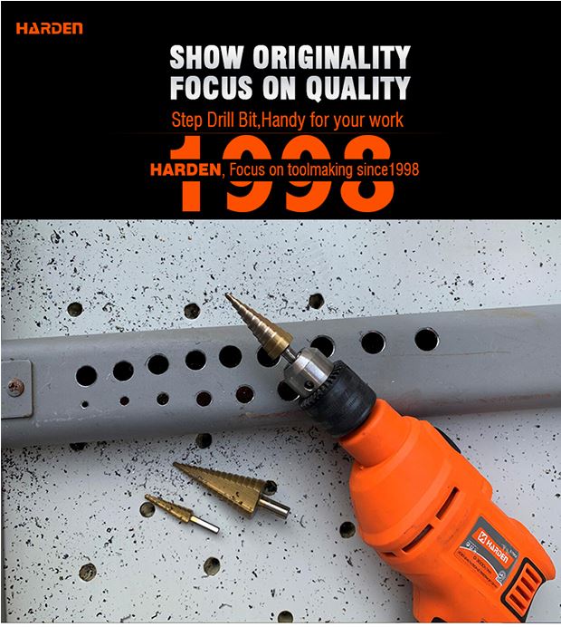 HARDEN 3 Pcs Step Drill Bit Set | Titanium Coated HSS | Multi-Range Hole Enlargement | Model: 614143_img_4