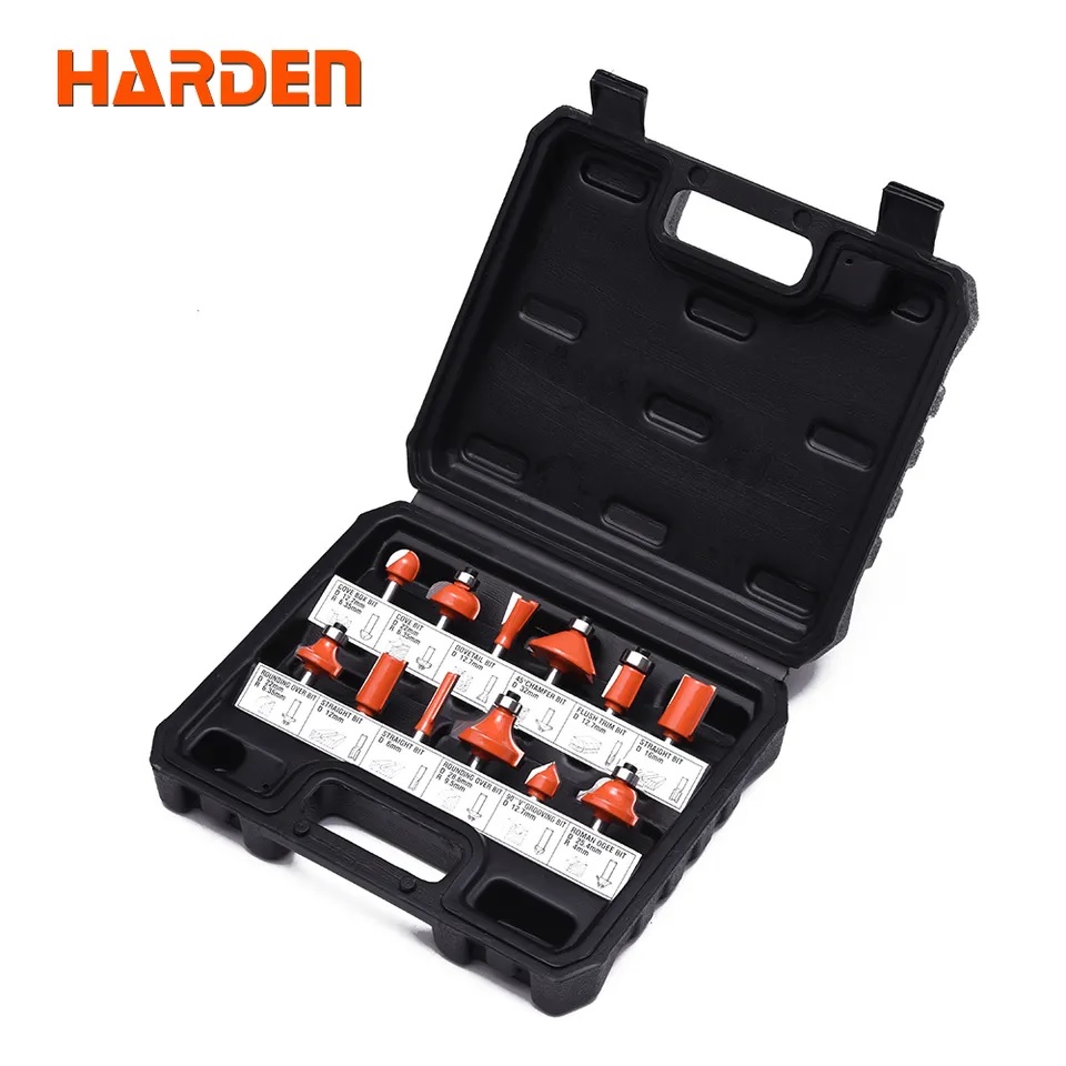HARDEN 12 Pcs Router Bit Set | Carbide Tipped | 1/4" Shank | Woodworking & Carpentry Set | Model: 613212