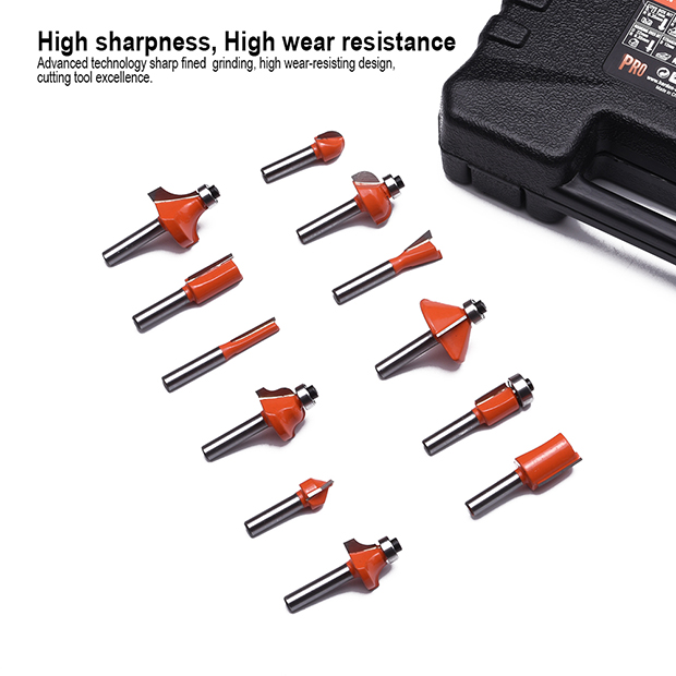 HARDEN 12 Pcs Router Bit Set | Carbide Tipped | 1/4" Shank | Woodworking & Carpentry Set | Model: 613212_img_1