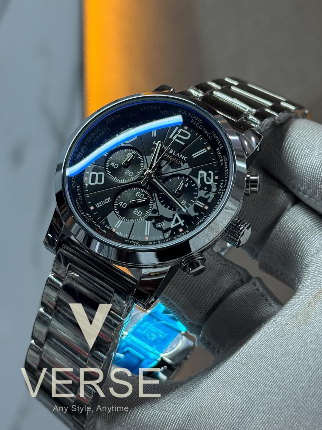 Montblanc world map chrono chain black dial