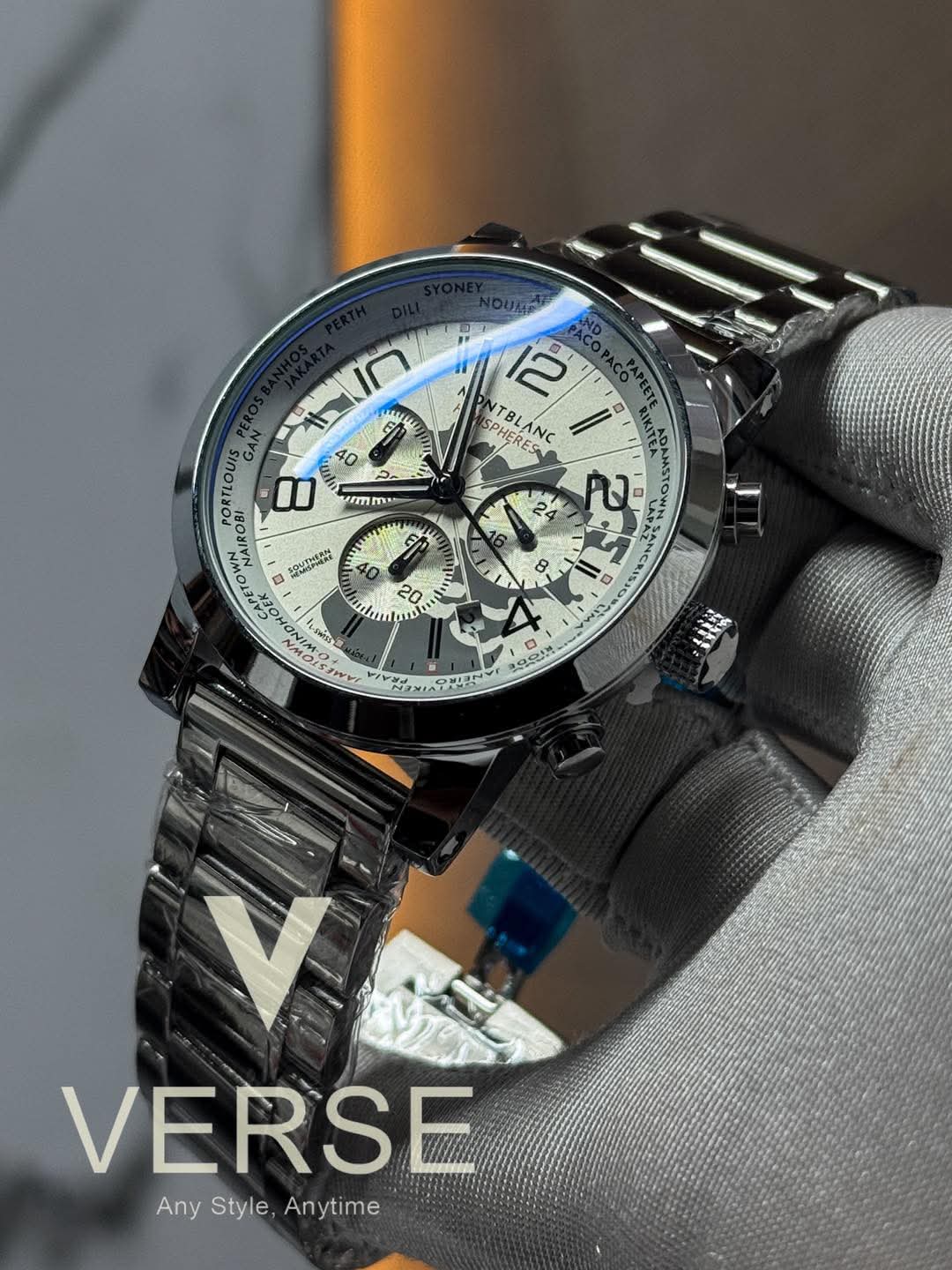 Montblanc world map chrono chain white dial