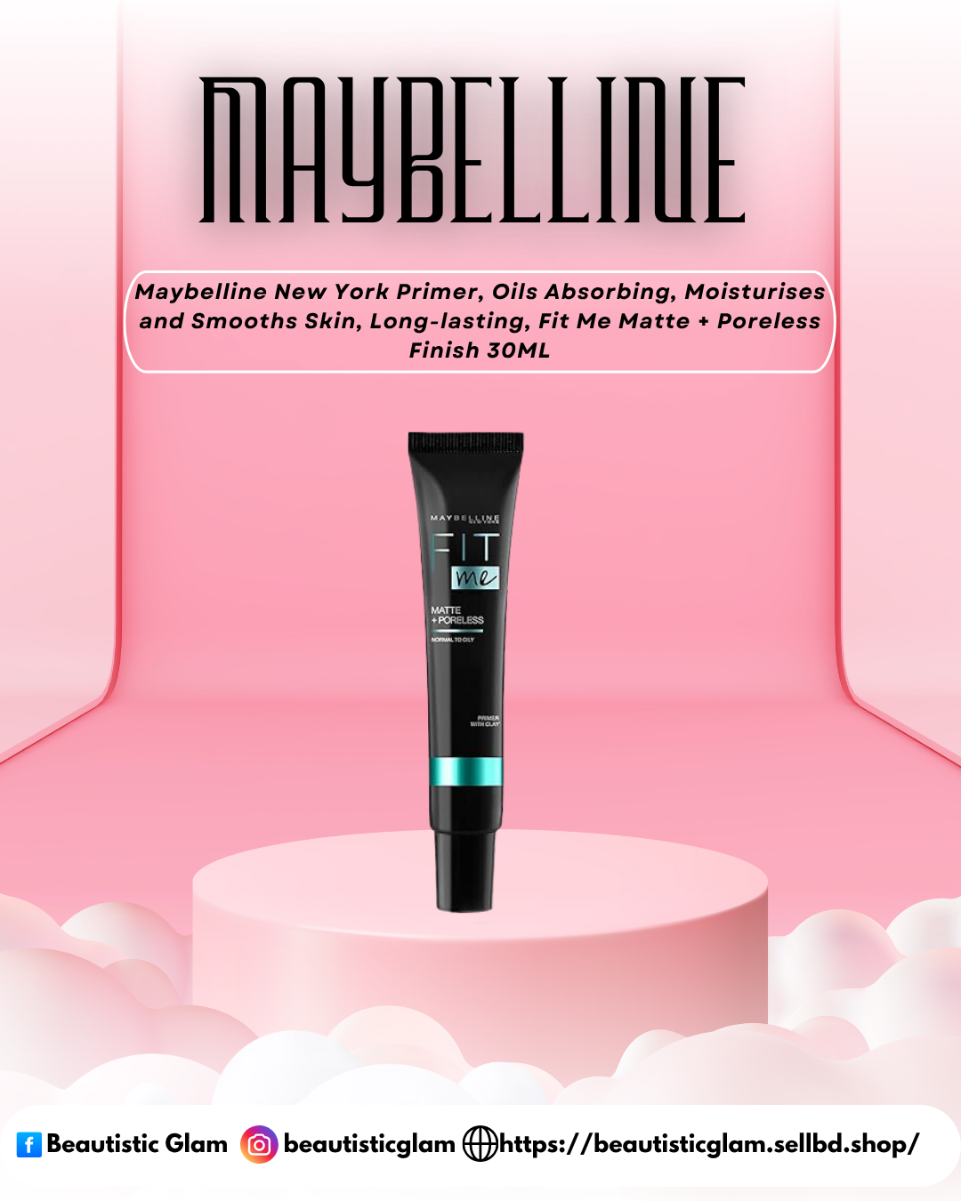 Maybelline New York Primer, Oils Absorbing, Moisturises and Smooths Skin, Fit Me Matte + Poreless Finish 30ML