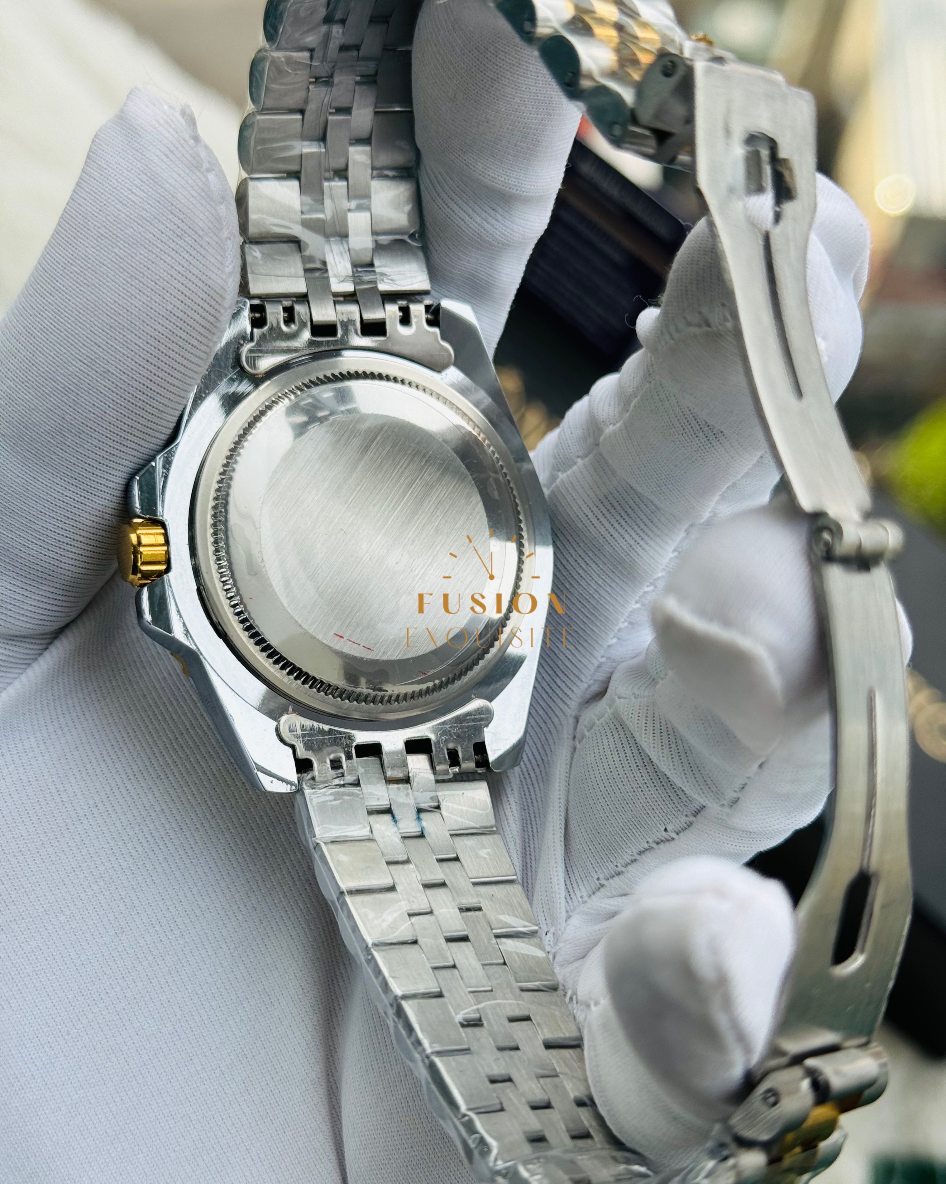 Rolex Dual Tone Jubilee Chain Black Dial Quartz Watch (AA Grade)_img_3