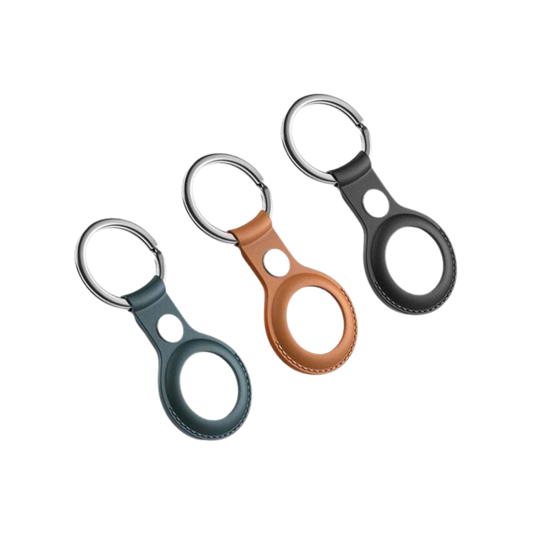 Coteetci PU Leather Key Ring Holder for Apple AirTag – Secure & Stylish Tracker Case_img_3