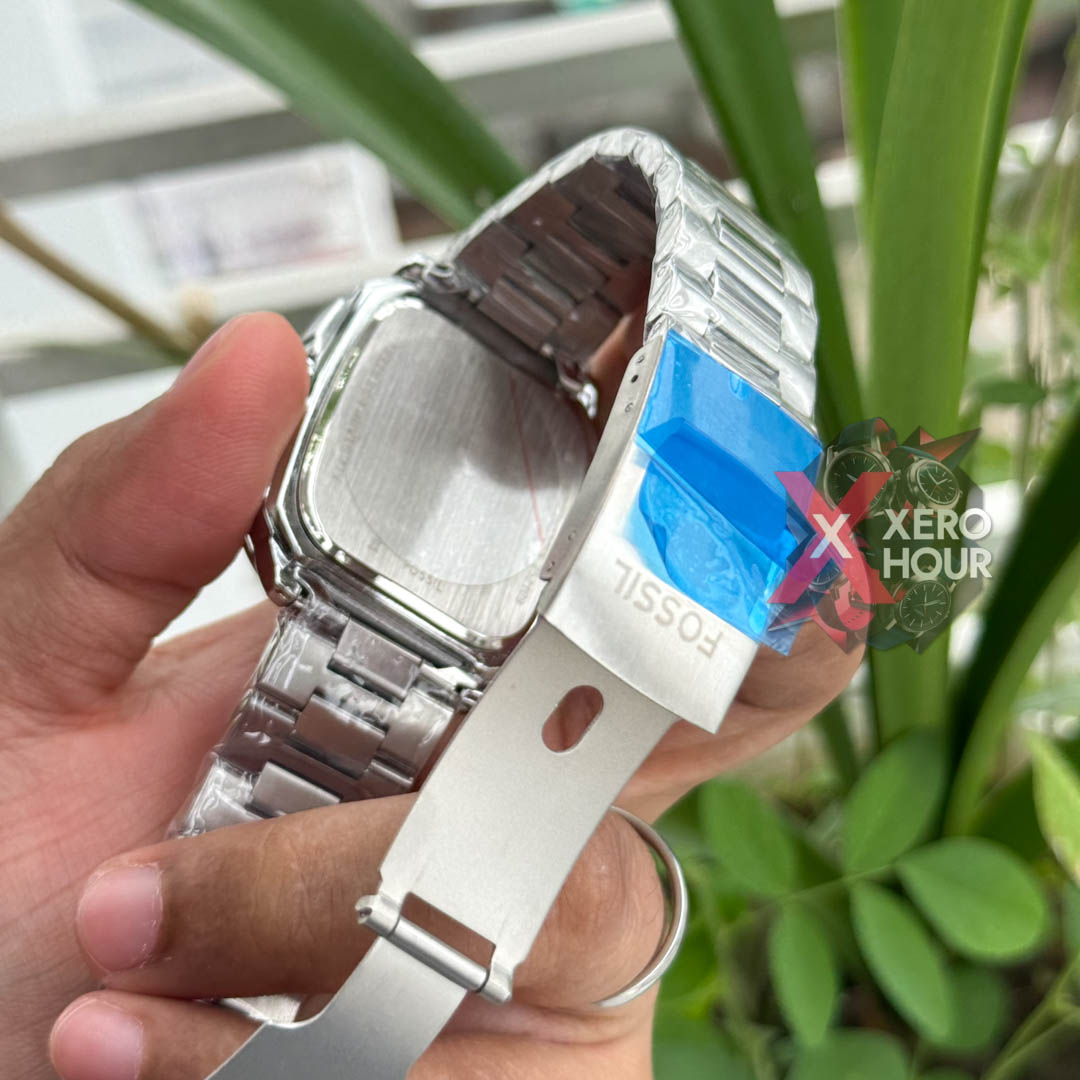 Fossil Square TV Shape Chronograph | Silver Bodyu with Black dial_img_4