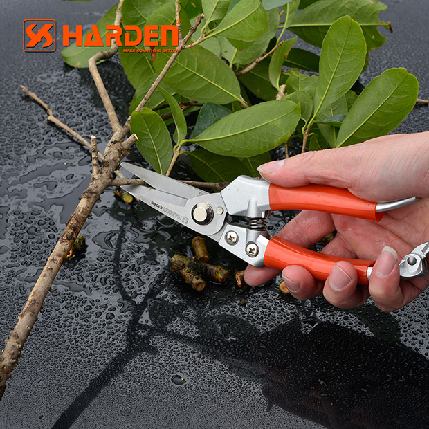 HARDEN 8" Fruit Shears, Professional Stainless Trimmer Garden Pruner (200mm), Trim Horticulture Stainless Steel Pruner Garden Fruit Scissor Tools Anvil Branch Shear, Orchard Pruning Shears; 630416_img_1