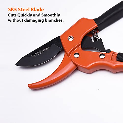 HARDEN 8" Garden Pruner, SK5 Steel Blade, 200mm, Designed to Cut 1.5 cm Diameter Wood, One-Handed Safety Lock; Model 630421_img_3