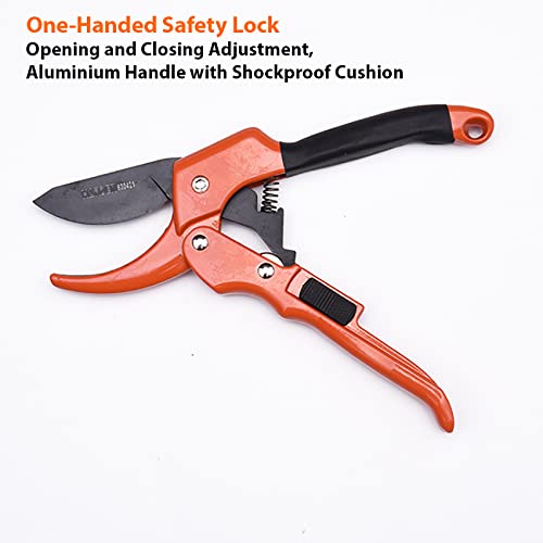 HARDEN 8" Garden Pruner, SK5 Steel Blade, 200mm, Designed to Cut 1.5 cm Diameter Wood, One-Handed Safety Lock; Model 630421_img_7