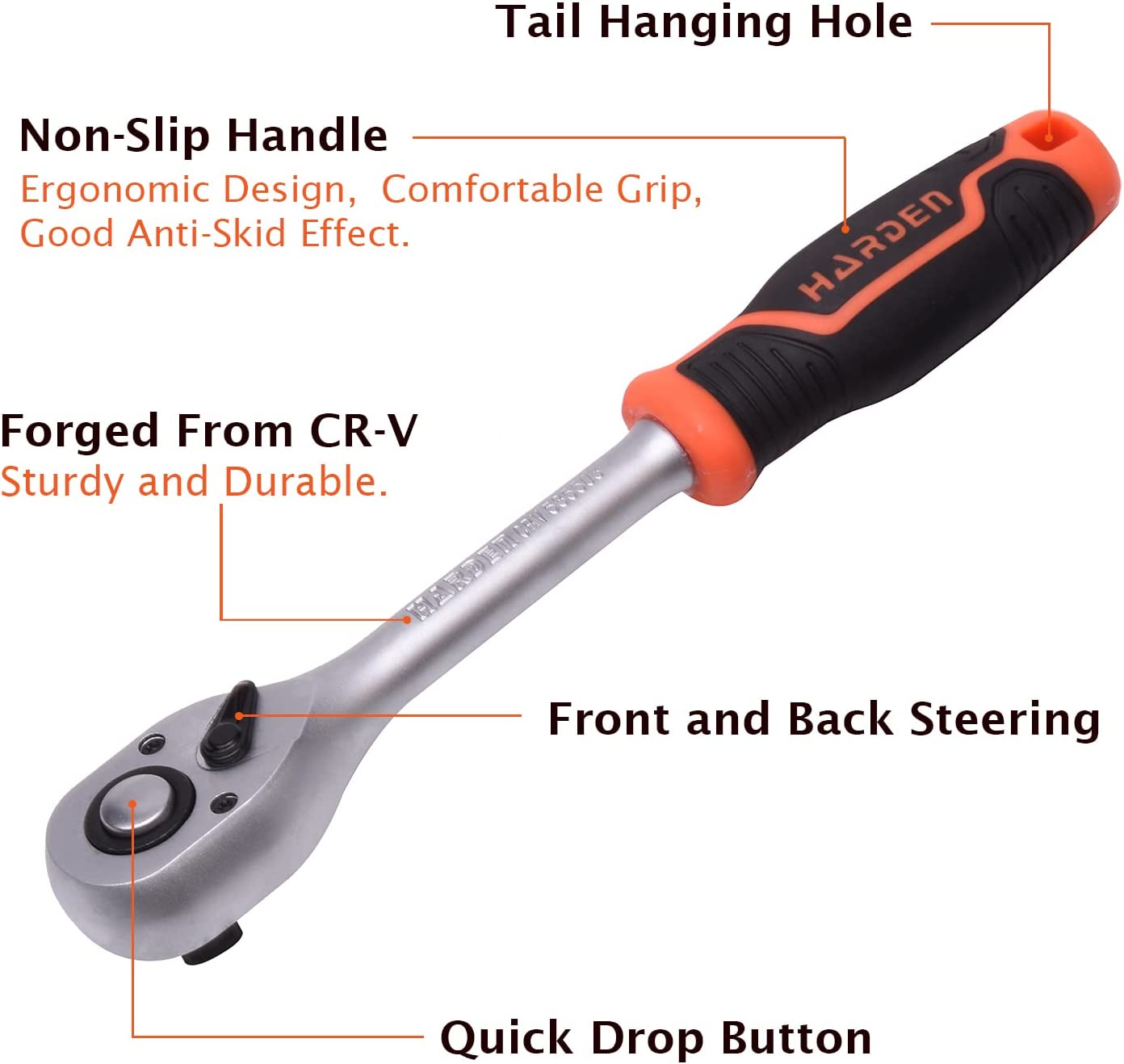 HARDEN Professional Ratchet Handle ( 1/4" | 3/8" | 1/2" | 3/4" ), Quick Release Ratchet Wrench with Grip Handle 535303 | 535403 | 535503 | 535504 | 535601_img_2