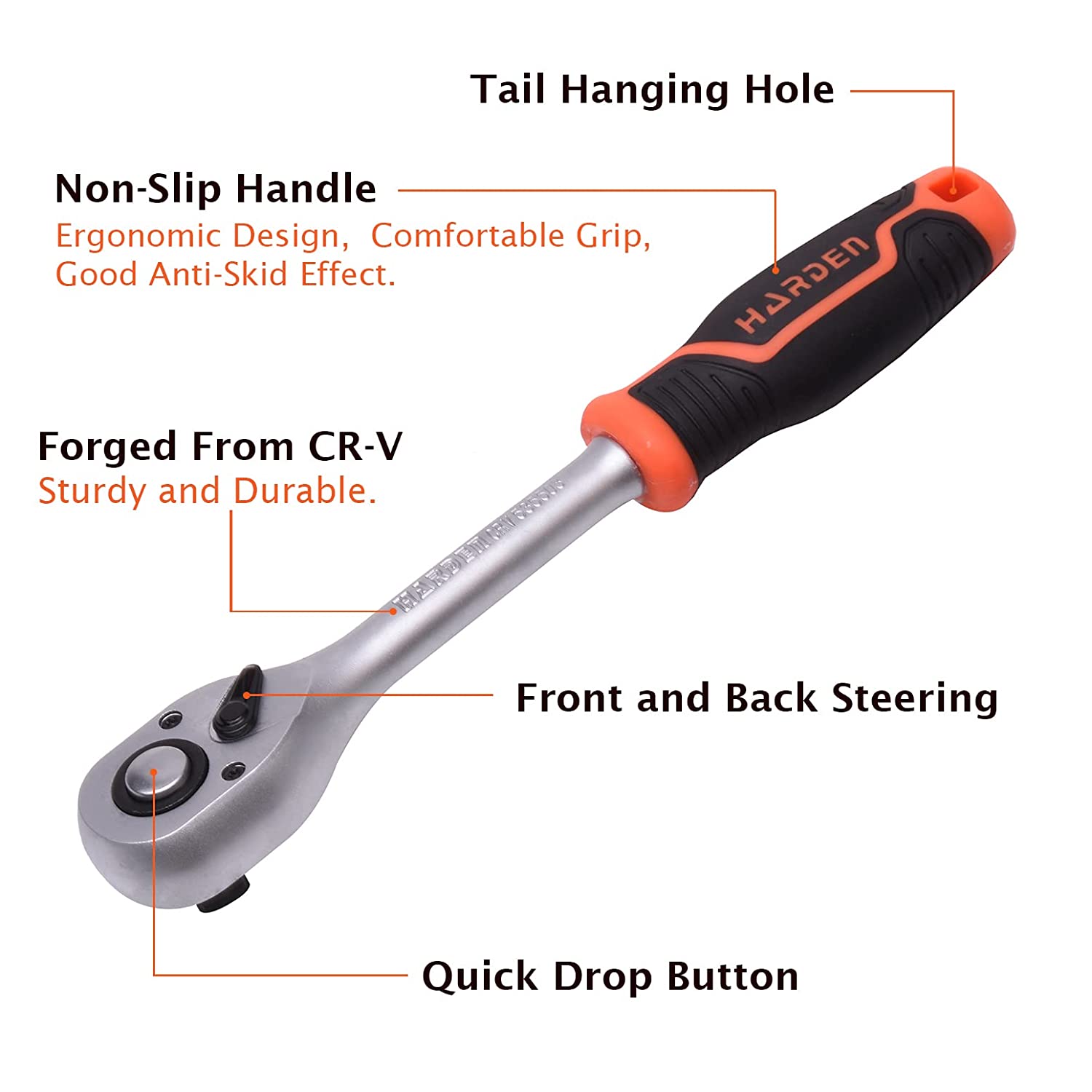 HARDEN Professional Ratchet Handle ( 1/4" | 3/8" | 1/2" | 3/4" ), Quick Release Ratchet Wrench with Grip Handle 535303 | 535403 | 535503 | 535504 | 535601_img_8