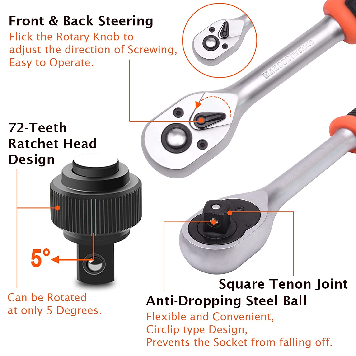 HARDEN Professional Ratchet Handle ( 1/4" | 3/8" | 1/2" | 3/4" ), Quick Release Ratchet Wrench with Grip Handle 535303 | 535403 | 535503 | 535504 | 535601_img_9