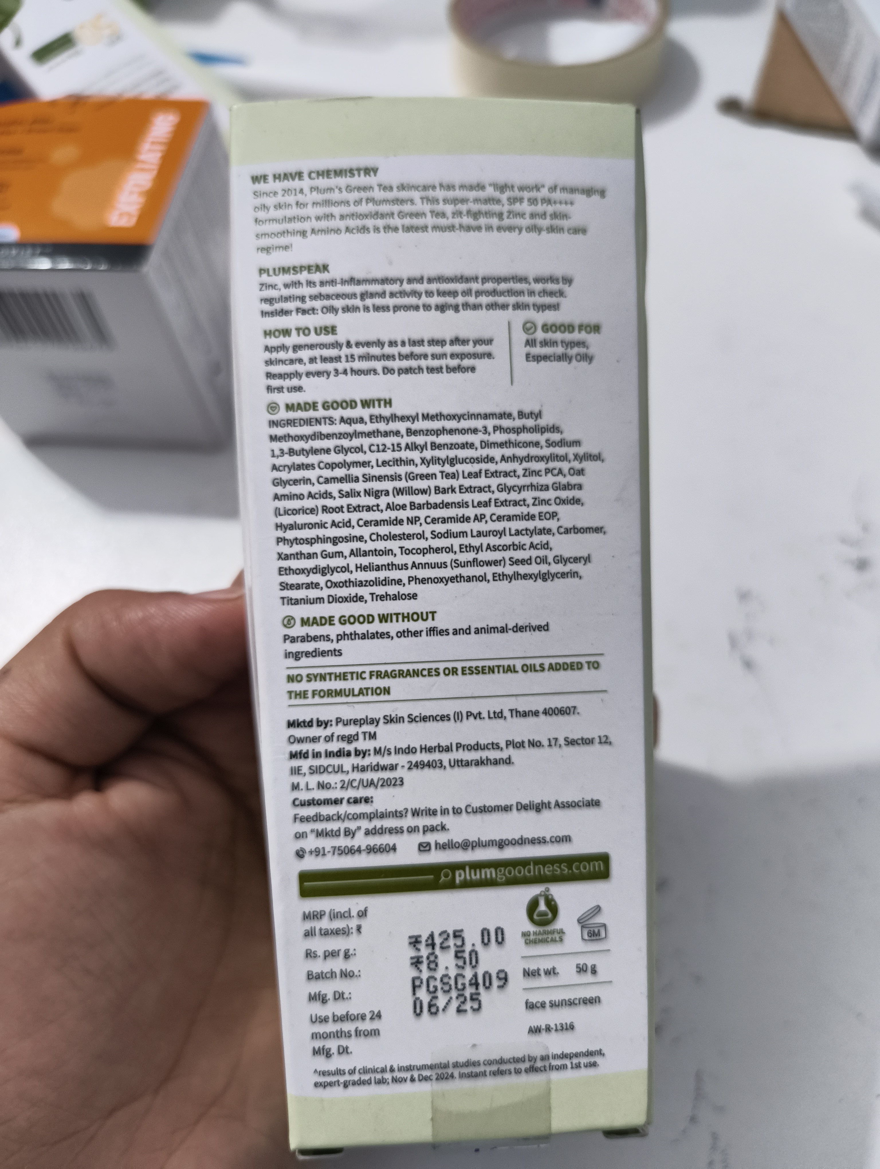 Plum Green Tea & Zinc Super-Matte Gel Sunscreen SPF 50 PA ++++ 50 ..._img_2