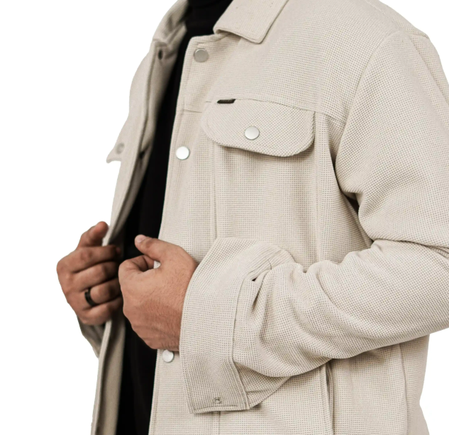 Men’s Premium Solid Off White Shacket_img_1