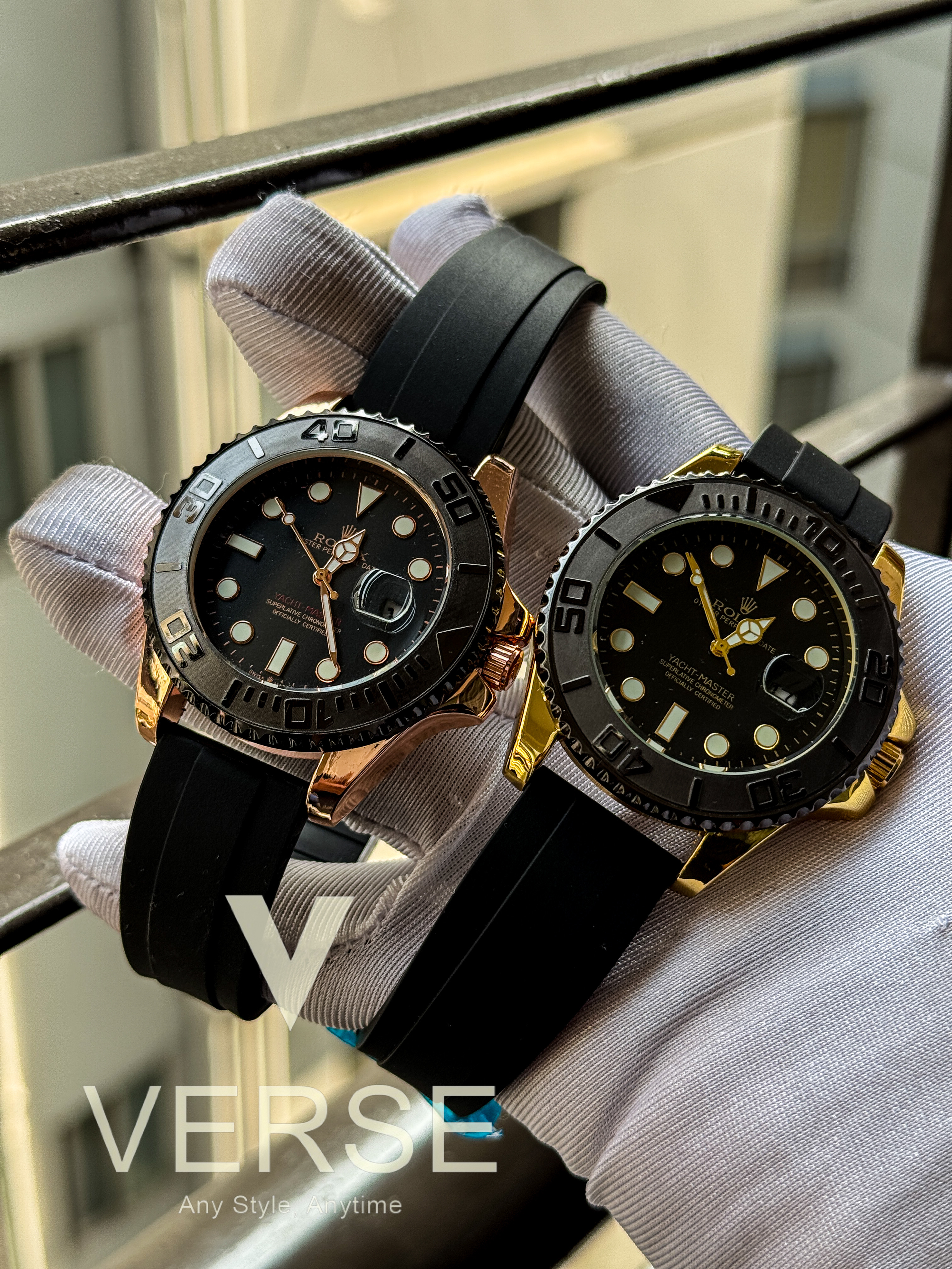 Rolex Yacht Master AA Rose Gold color Silicone belt_img_1