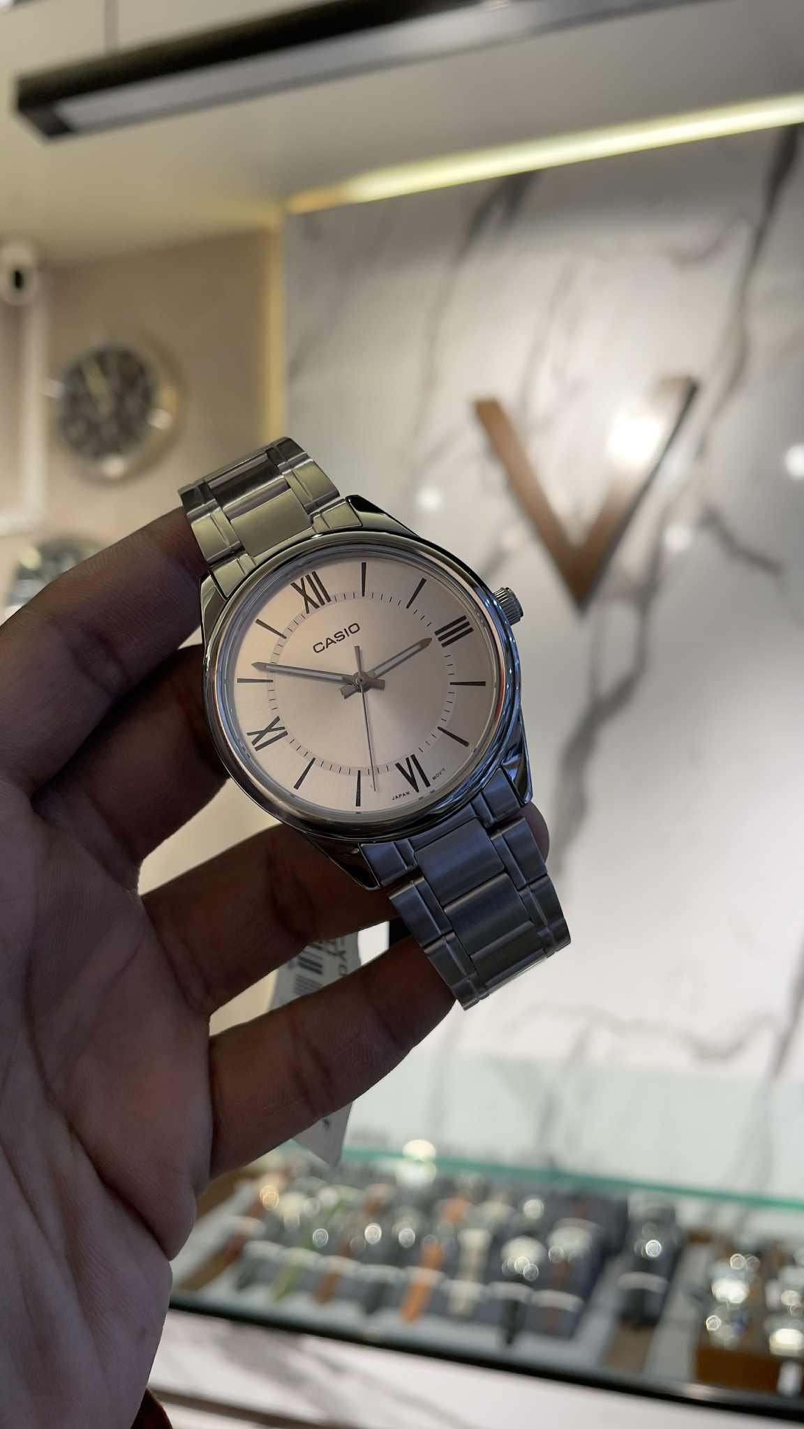 Casio MTP-V005D-7B5 Men’s Silver Stainless Steel Watch with White Dial