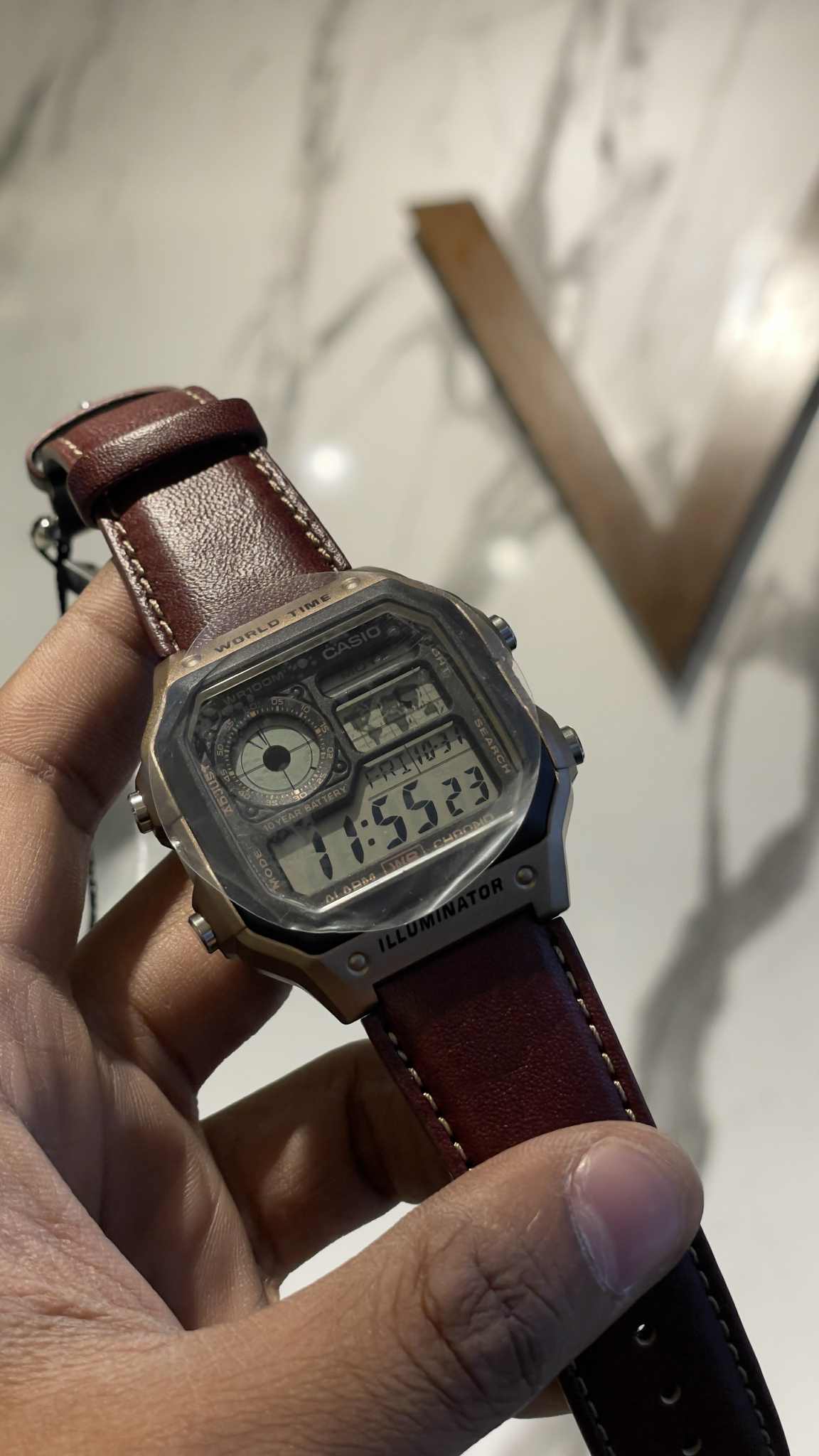 Casio AE-1200WHL “Classic Royal” World Time Digital Watch – Brown Strap