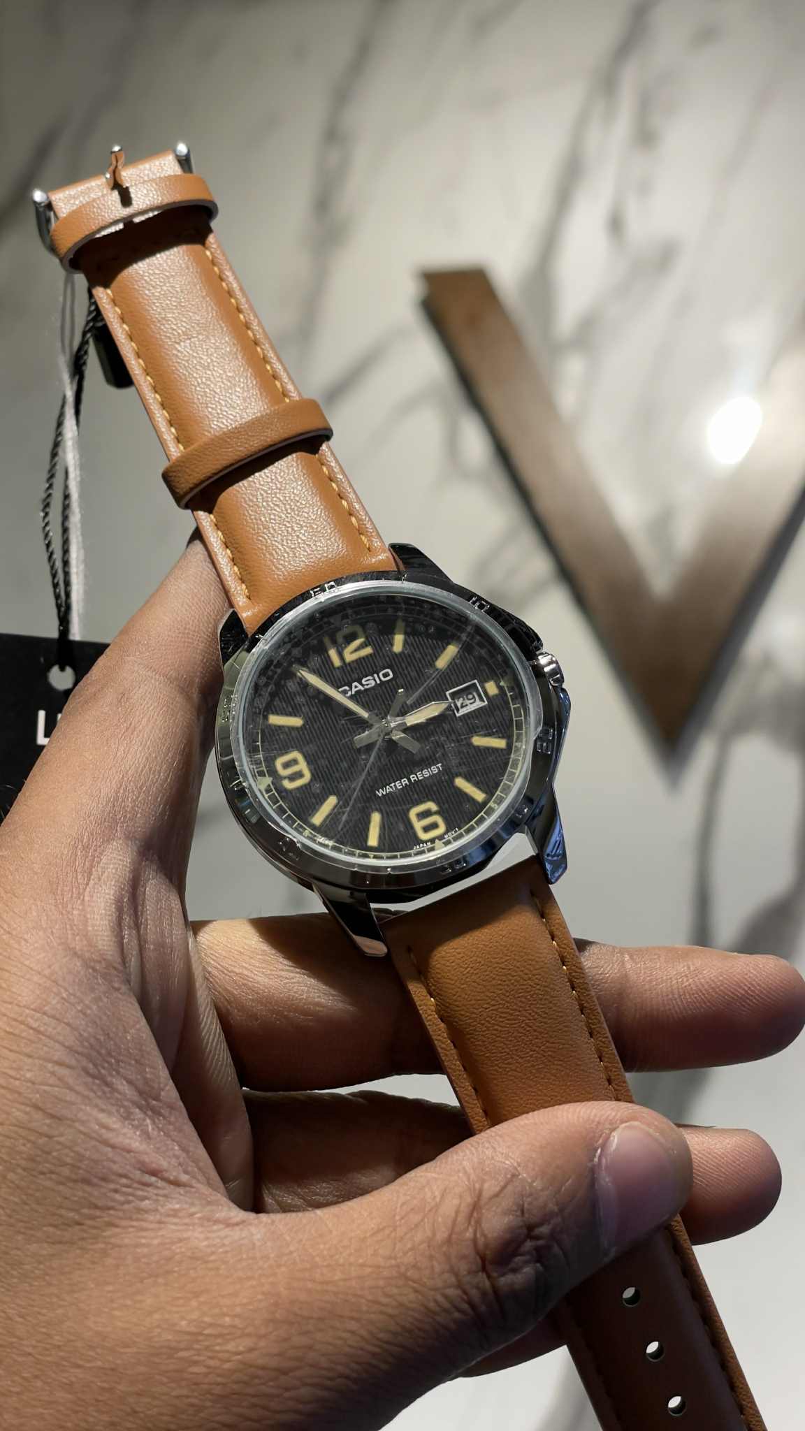 Casio MTP-V004L-1B2 Men’s Yellow Leather Watch with White Dial