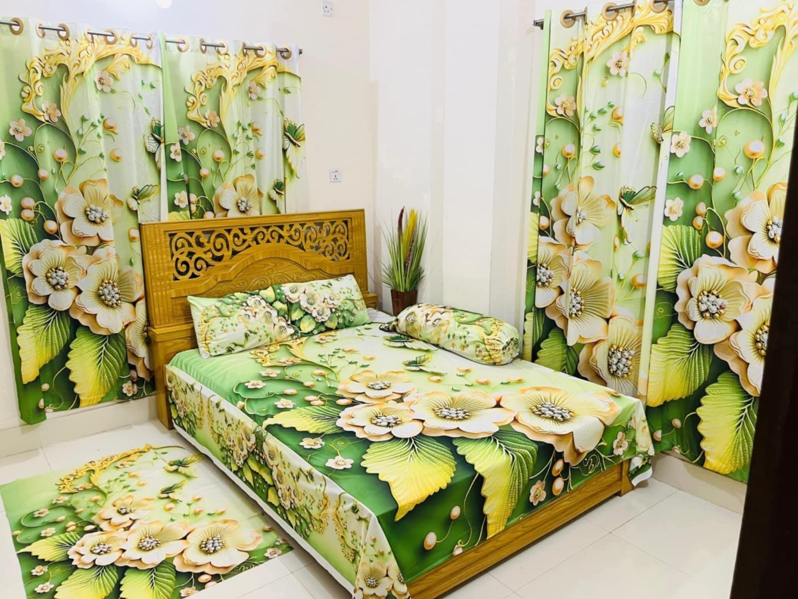 Water Proof China Premium 3D Design Bed Sheet King Size (7 ft/8 ft) )(CHINA)_img_0
