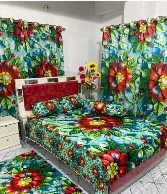 Water Proof China Premium 3D Design Bed Sheet King Size (7 ft/8 ft) ) (CHINA)_img_0