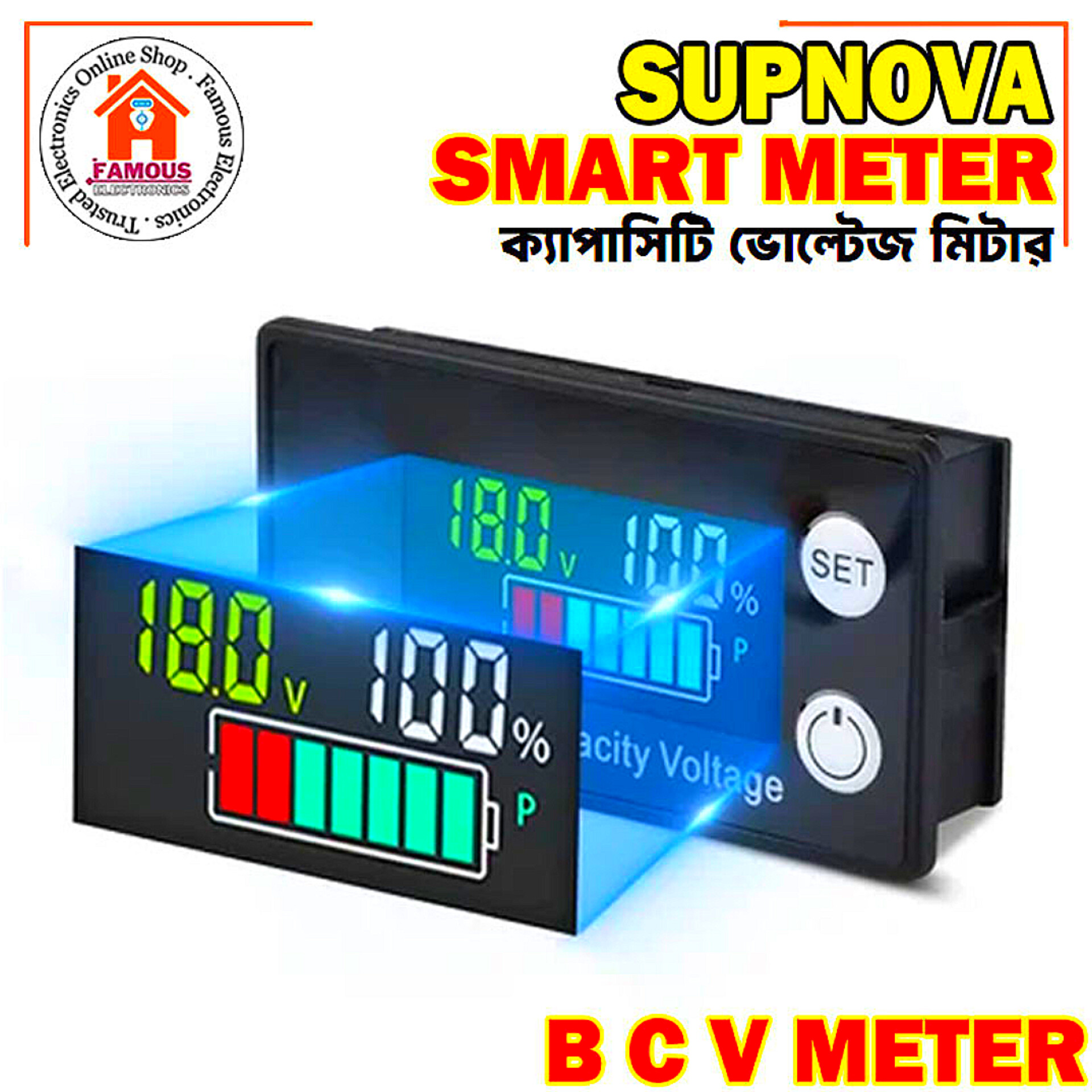6133A Battery Monitor 8-100V Digital Battery Capacity and Percentage Voltage Level Switch Meter 12V 24V 48V LCD Display Marine RV Battery Power Indicator Panel_img_1