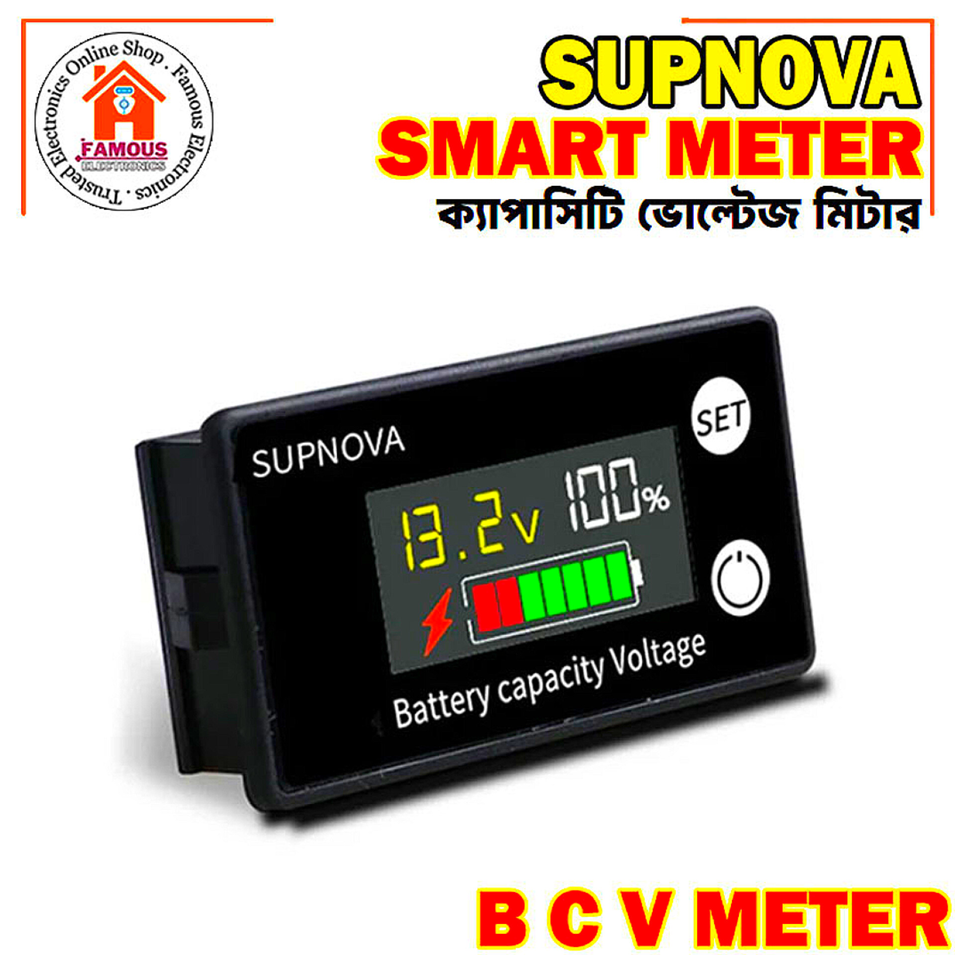 6133A Battery Monitor 8-100V Digital Battery Capacity and Percentage Voltage Level Switch Meter 12V 24V 48V LCD Display Marine RV Battery Power Indicator Panel_img_5