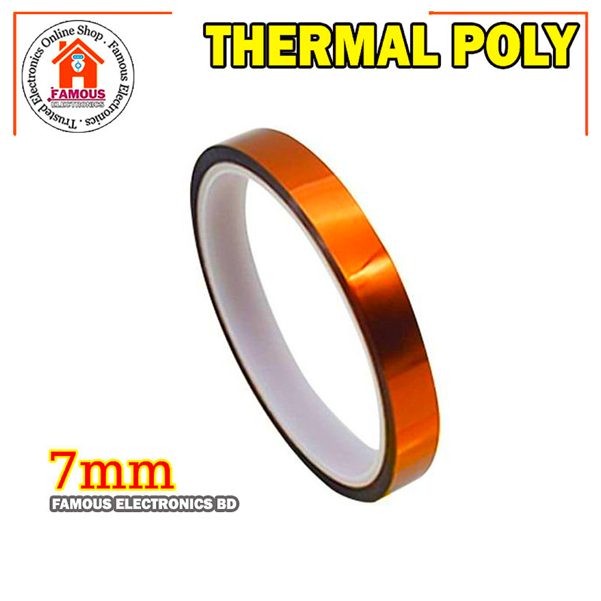 High Temperature Heat Tape Thermal Polyimide Insulation 7mm Wide Adhesive Tape_img_1