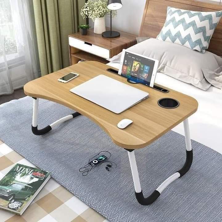 Multifunctional Portable & Foldable Laptop Table – Wood Color