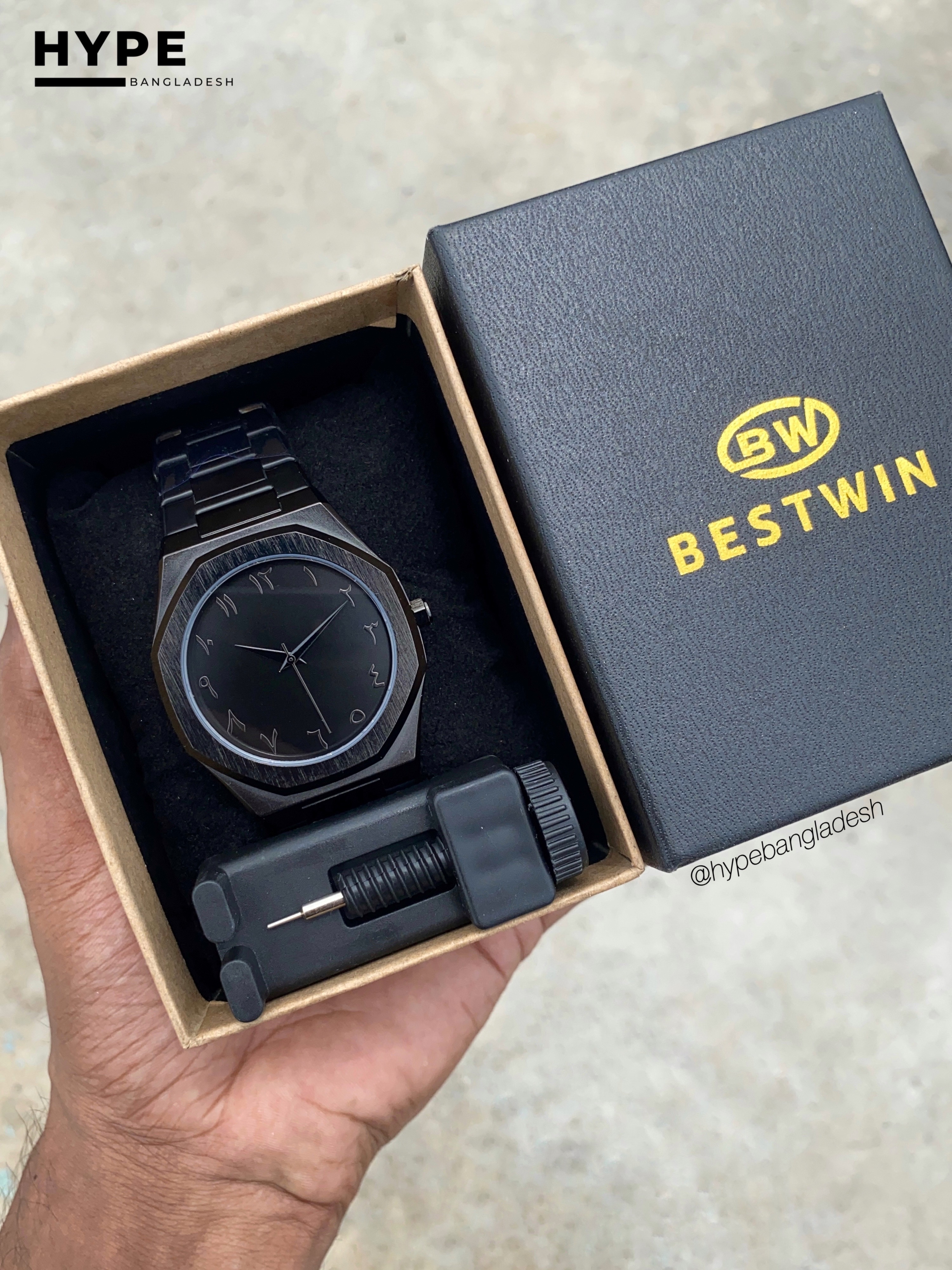 Arabic Dial Bestwin Stainless Steel heavyweight Watch (ALL BLACK)_img_7