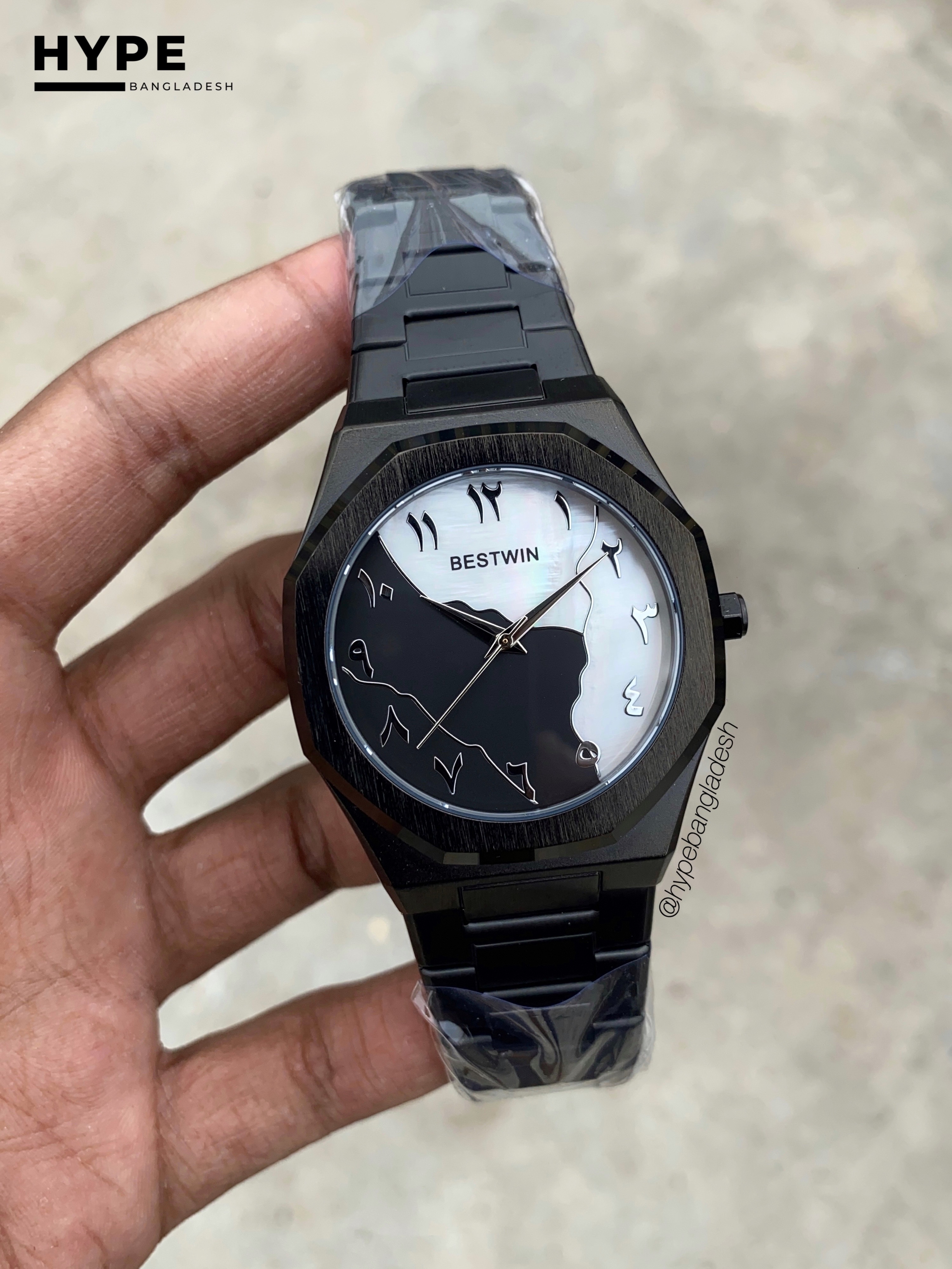 Black & White Arabic Dial Bestwin Stainless Steel Heavyweight Watch_img_2