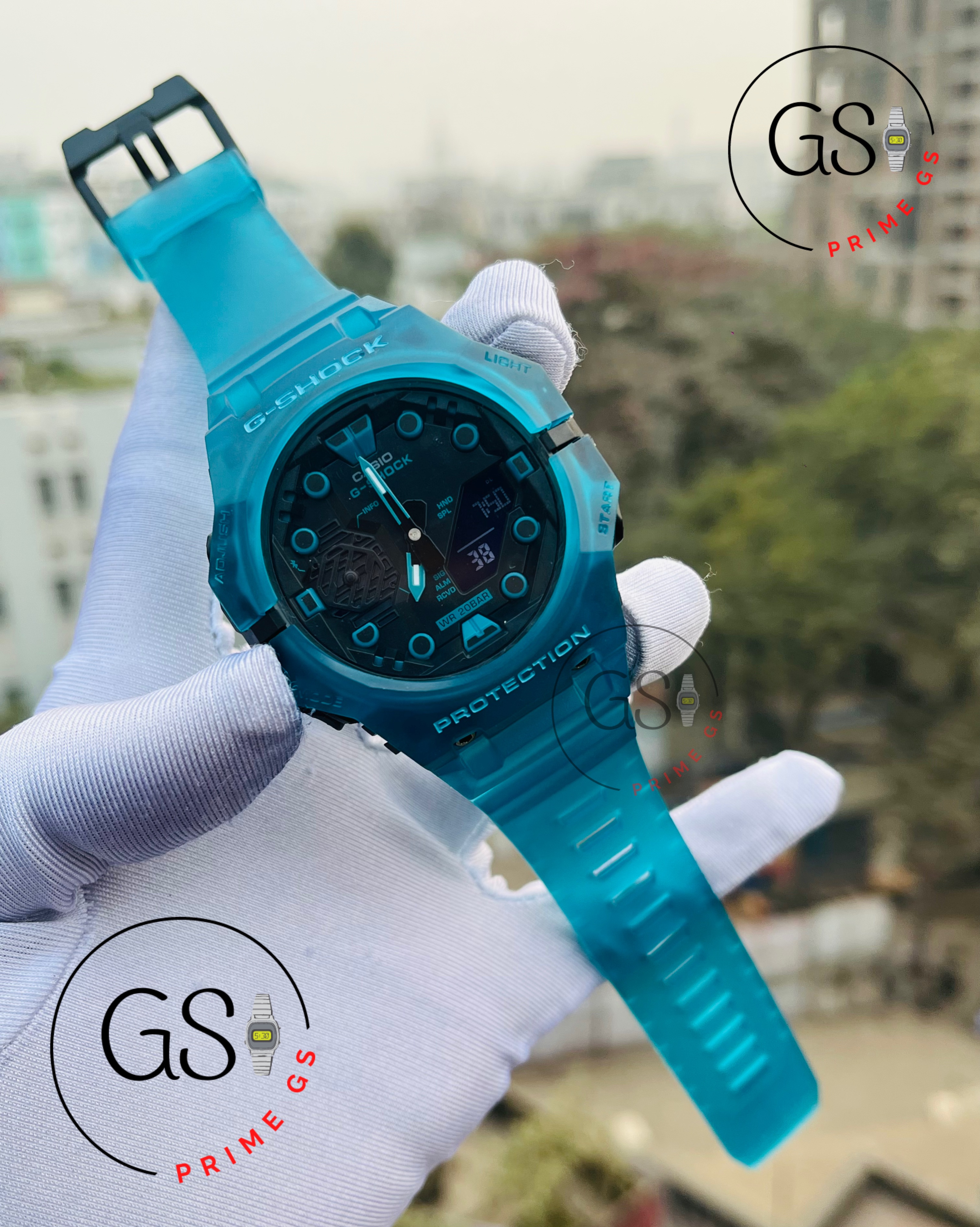 G-Shock Turquoise Blue Tripple Timer 48 mm AA Grade GShock Watch