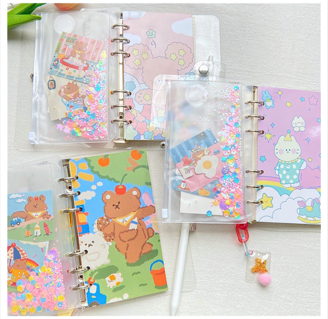 Korean Ins Pink Girly Heart Loose-Leaf Notebook Transparent Diary Notebook Schedule with Stickers_img_2