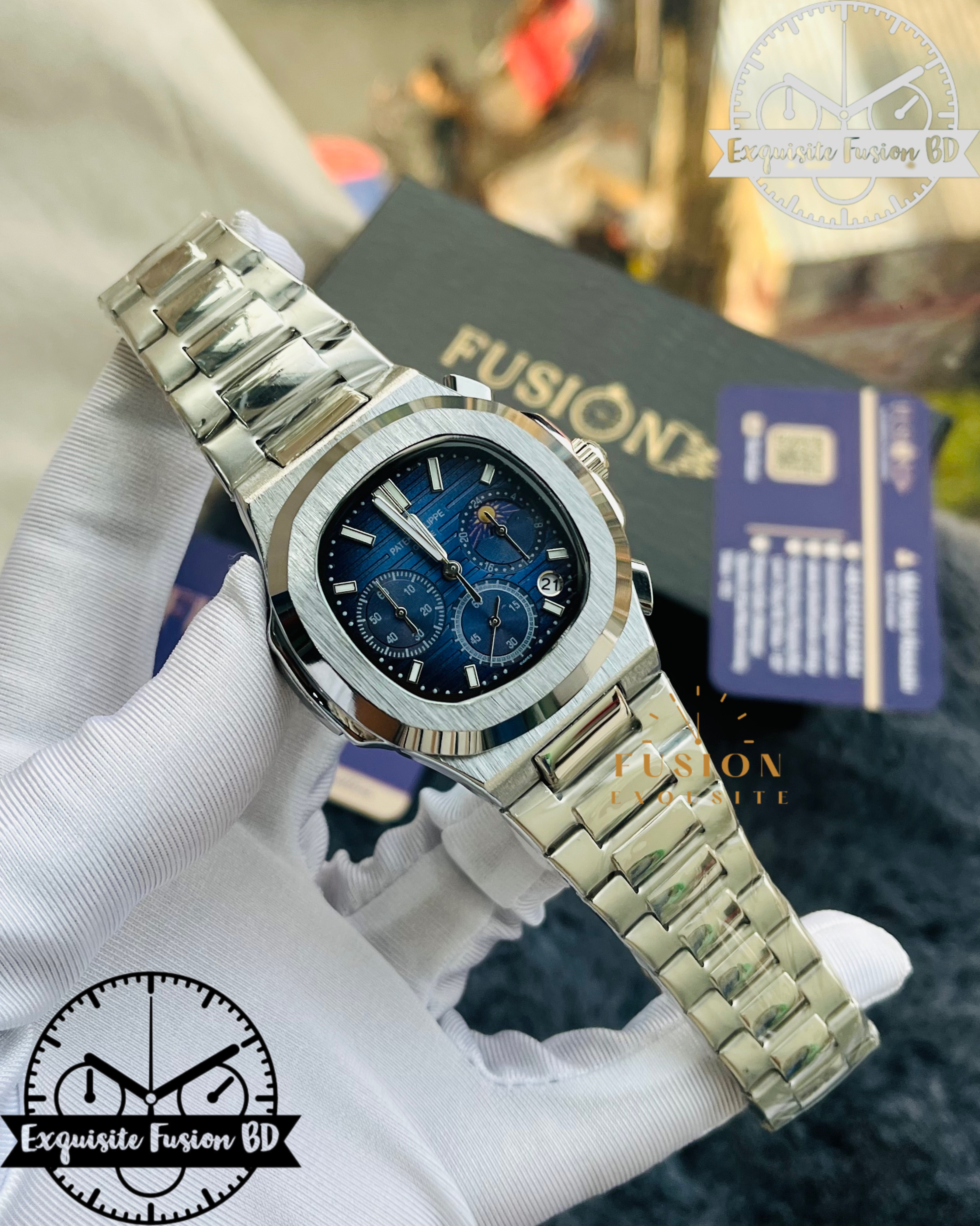 Patek Blue Chronograph Watch (AA Grade)