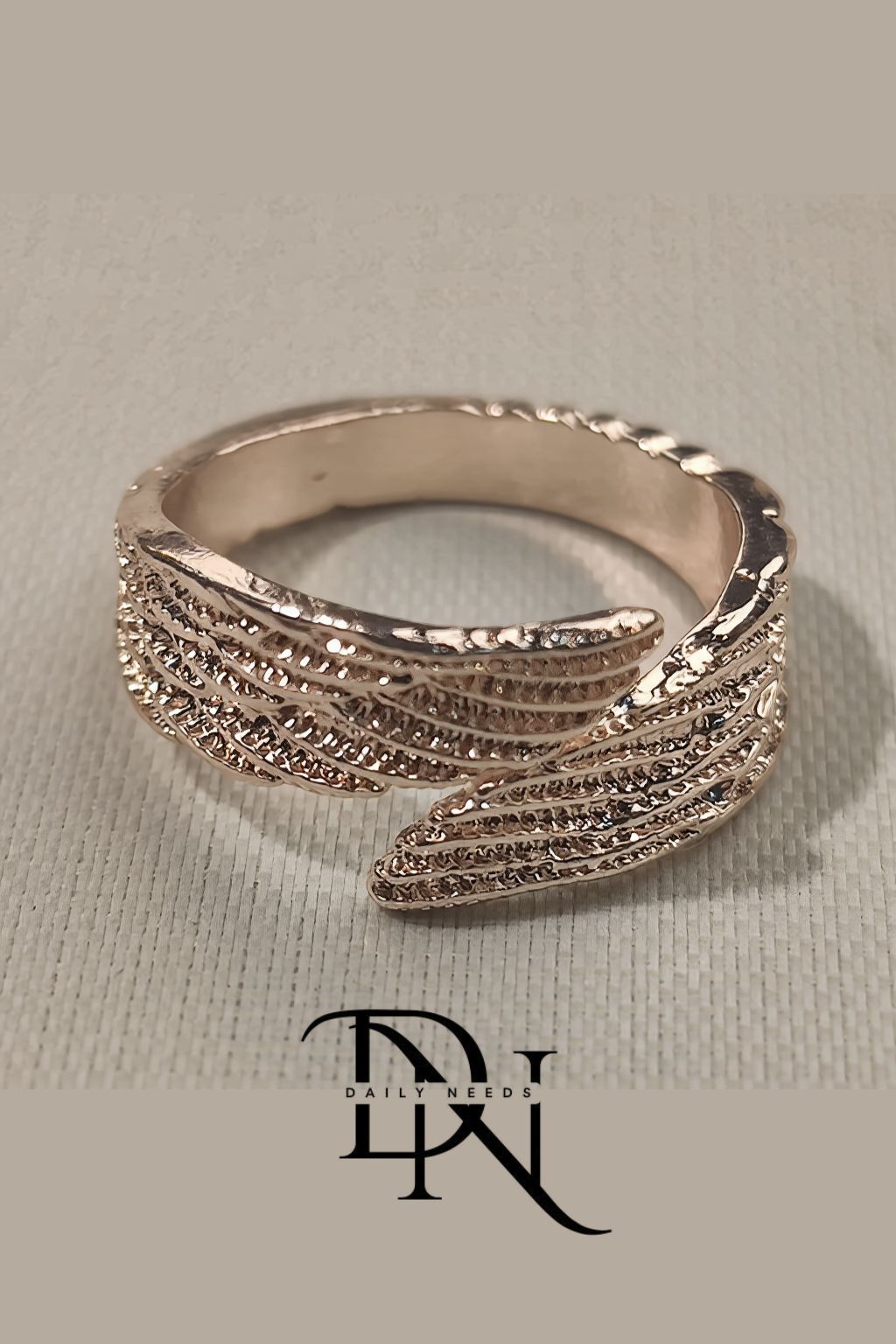 Guardian Rose Gold & Gun Black Wings Ring – Elegant Unisex Angel Design