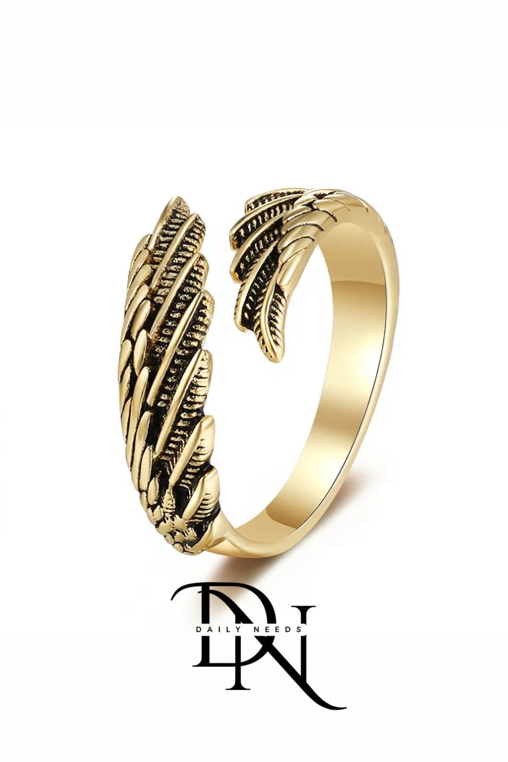 Angel Ancient Gold Ring – Vintage Unisex Wing Design
