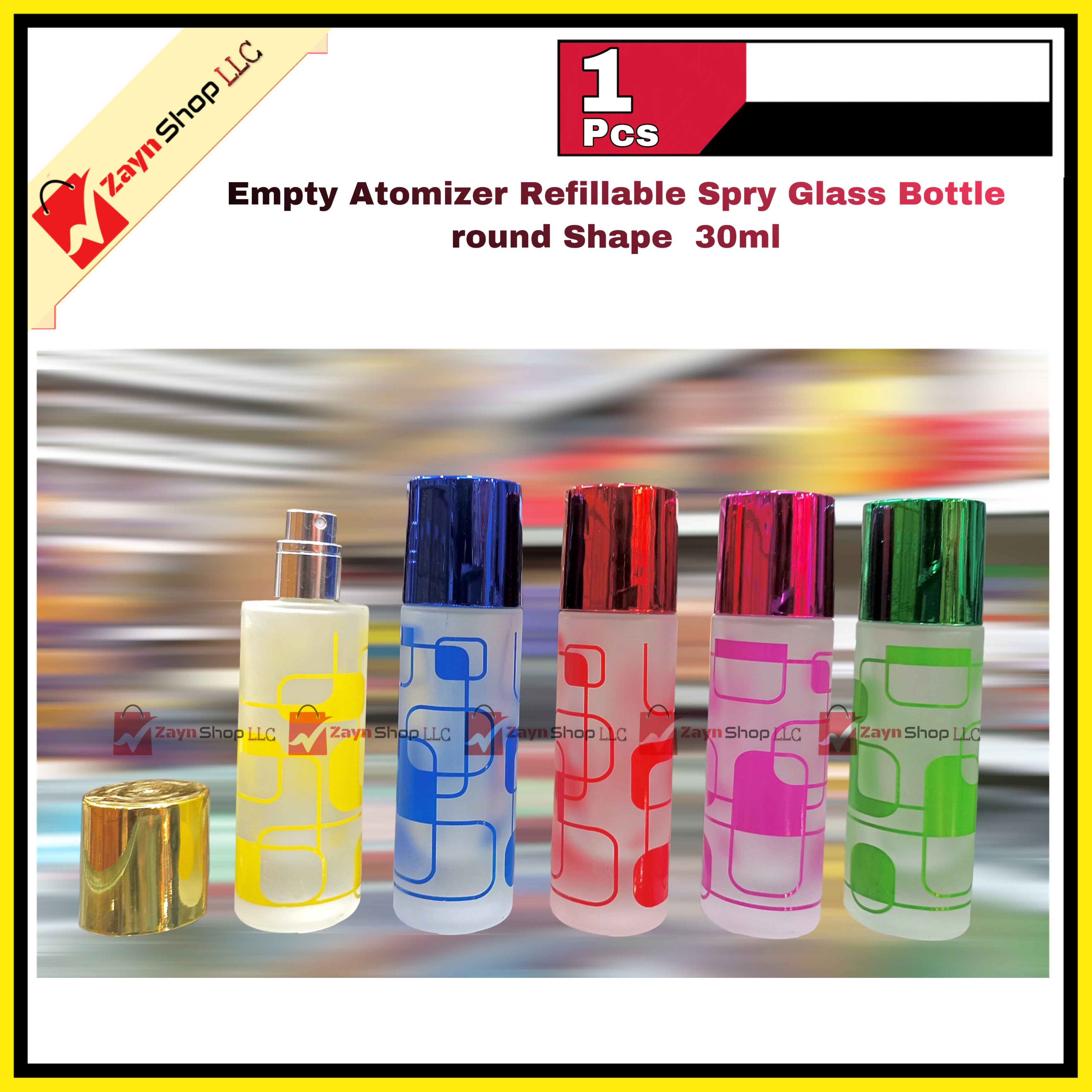 Empty Atomizer Refillable Spry Glass Bottle Round Shape 30ml Random color 1 pics_img_0