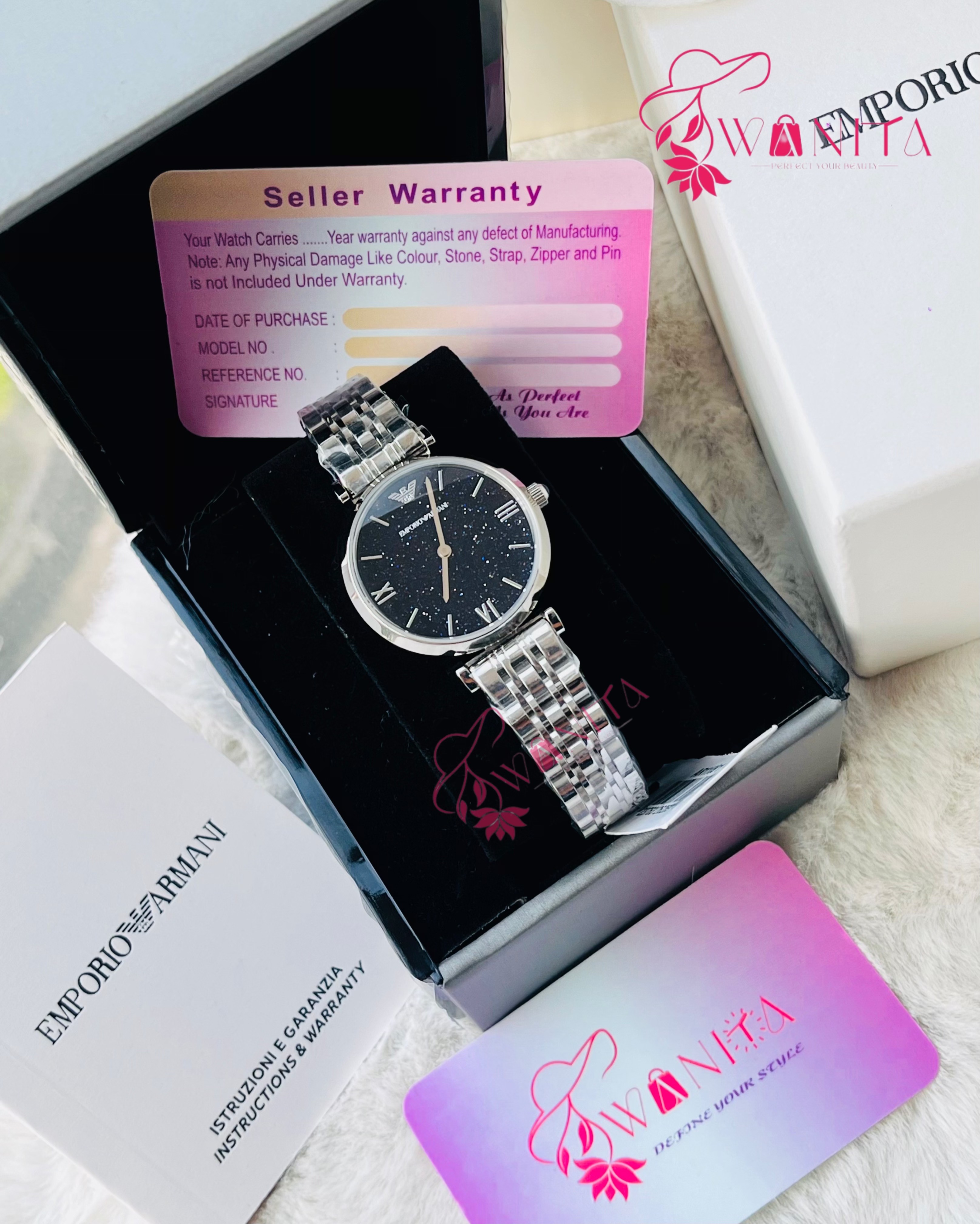 Original Armani Ladies Glitter Dial Watch