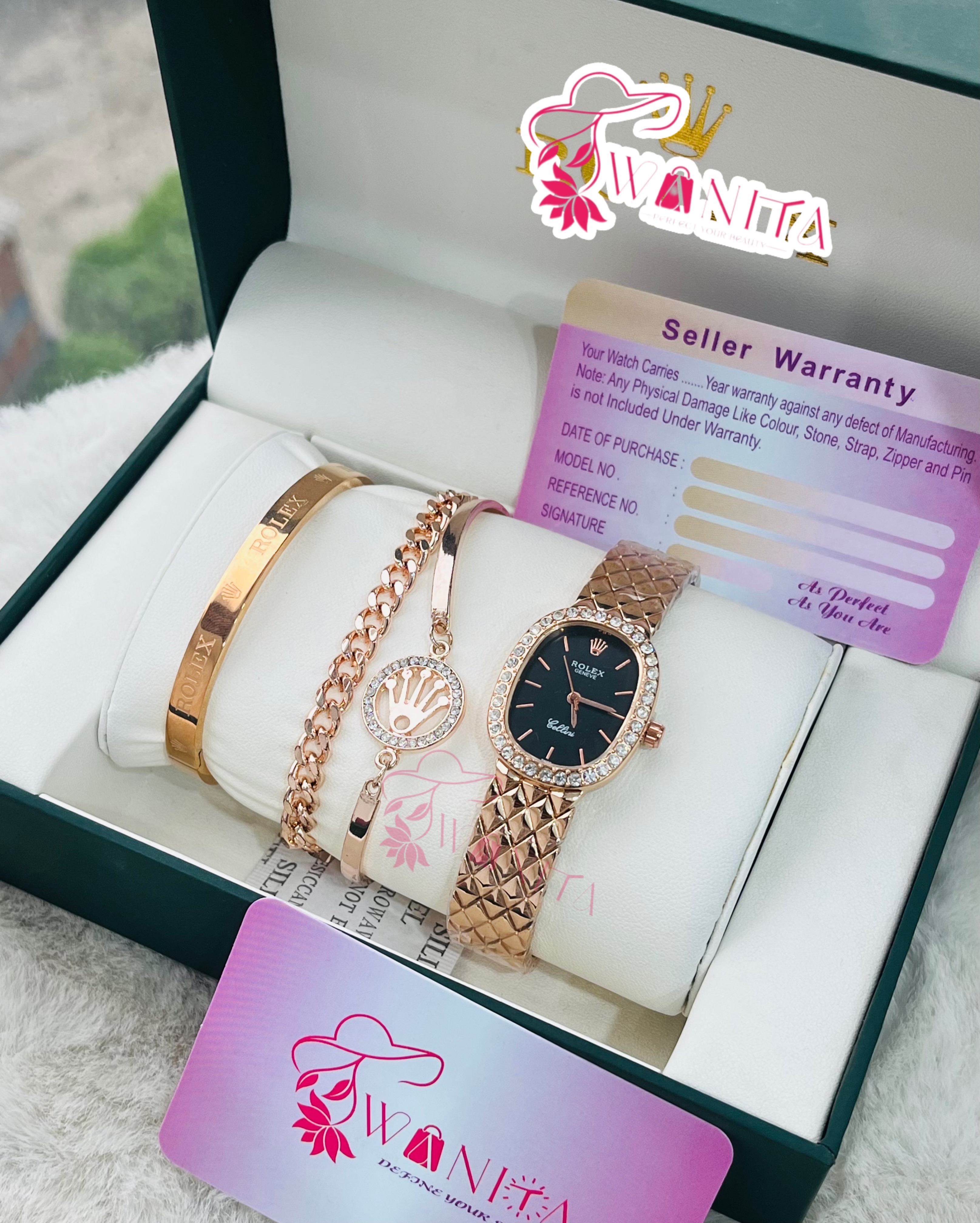 Ladies Rose Gold Rolex Set Box Watches