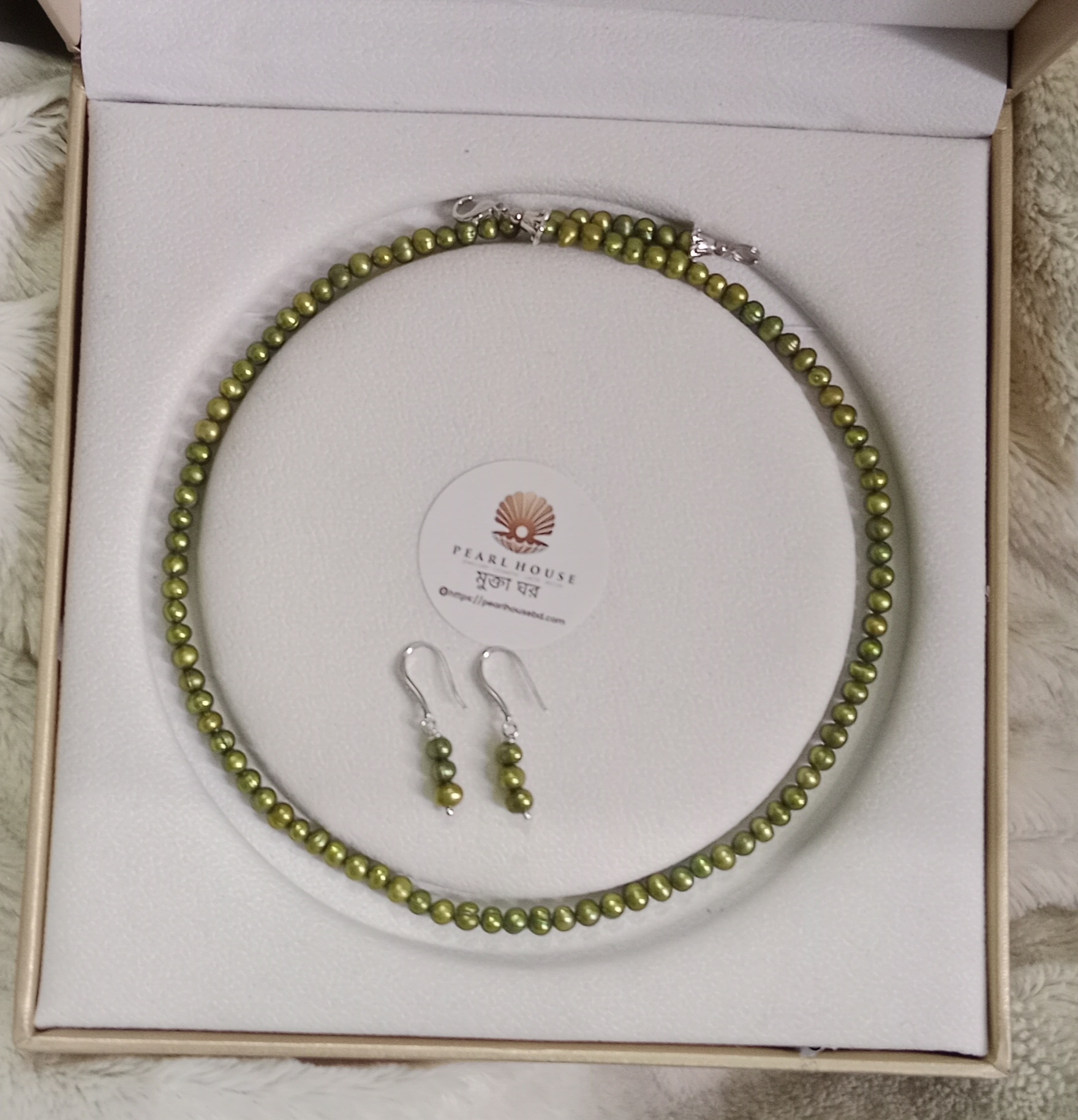 4 mm Green pearl Necklace_img_0