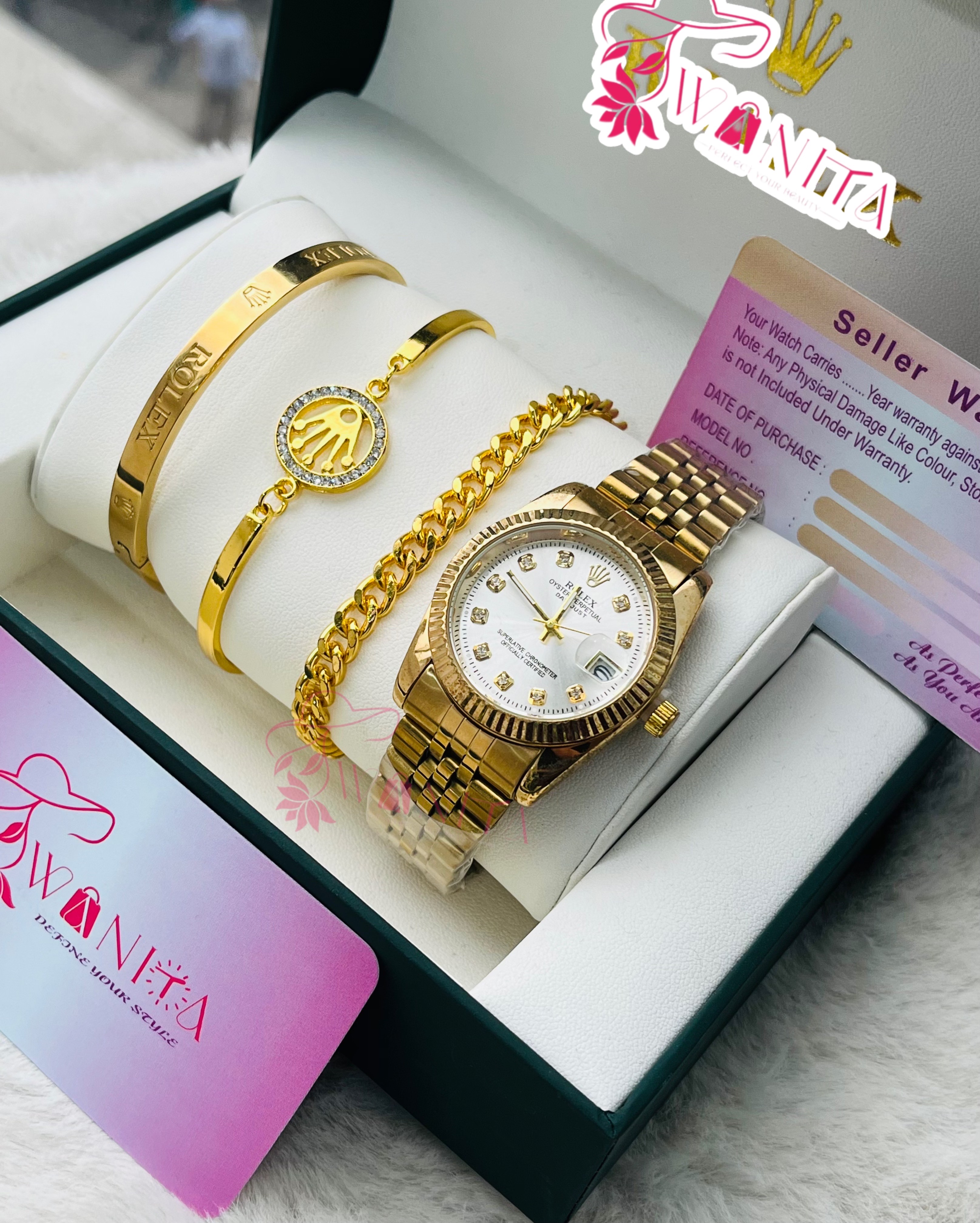 Ladies Rolex Golden-White Set Box Watches