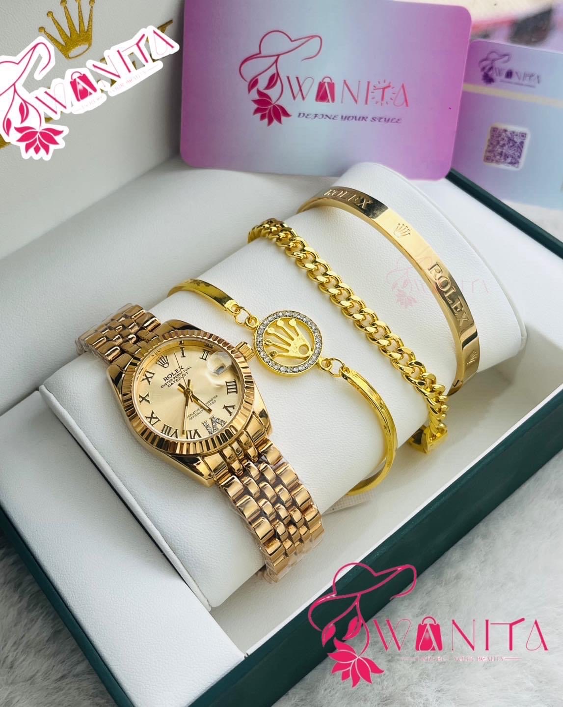 Ladies Full Golden MK Set Box Watches