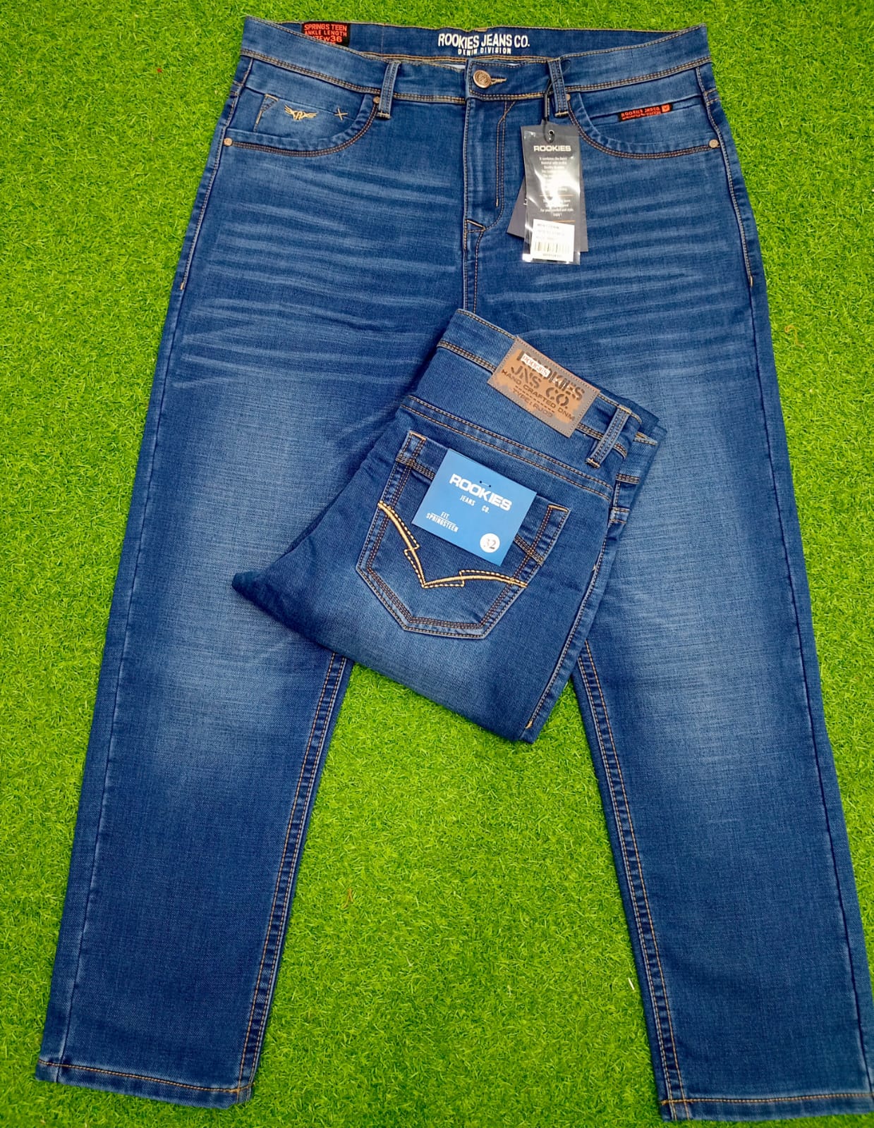 ROOKIES KNIT DENIM JEANS PANT (Light blue)_img_0