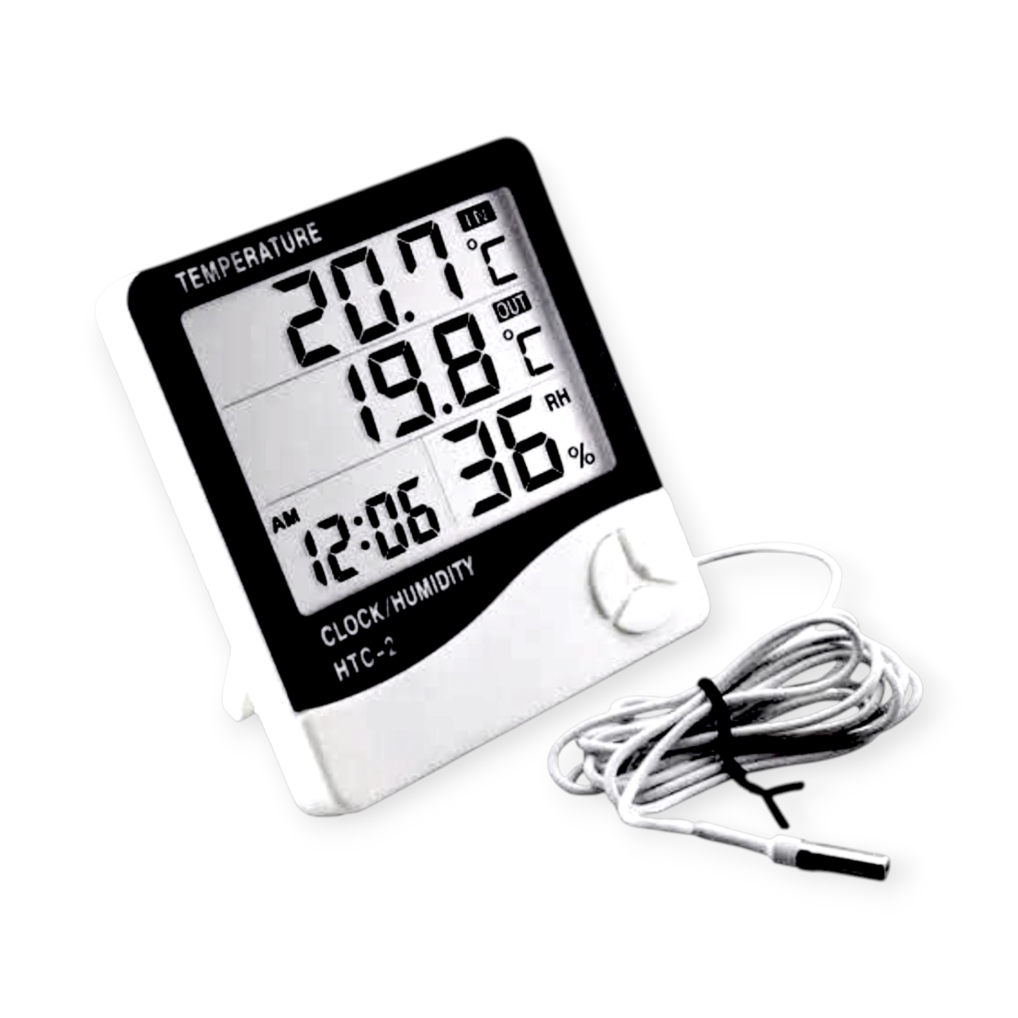 HTC-2 Digital Temperature Humidity Meter | Indoor & Outdoor Sensor |  Clock + Weather Station_img_1