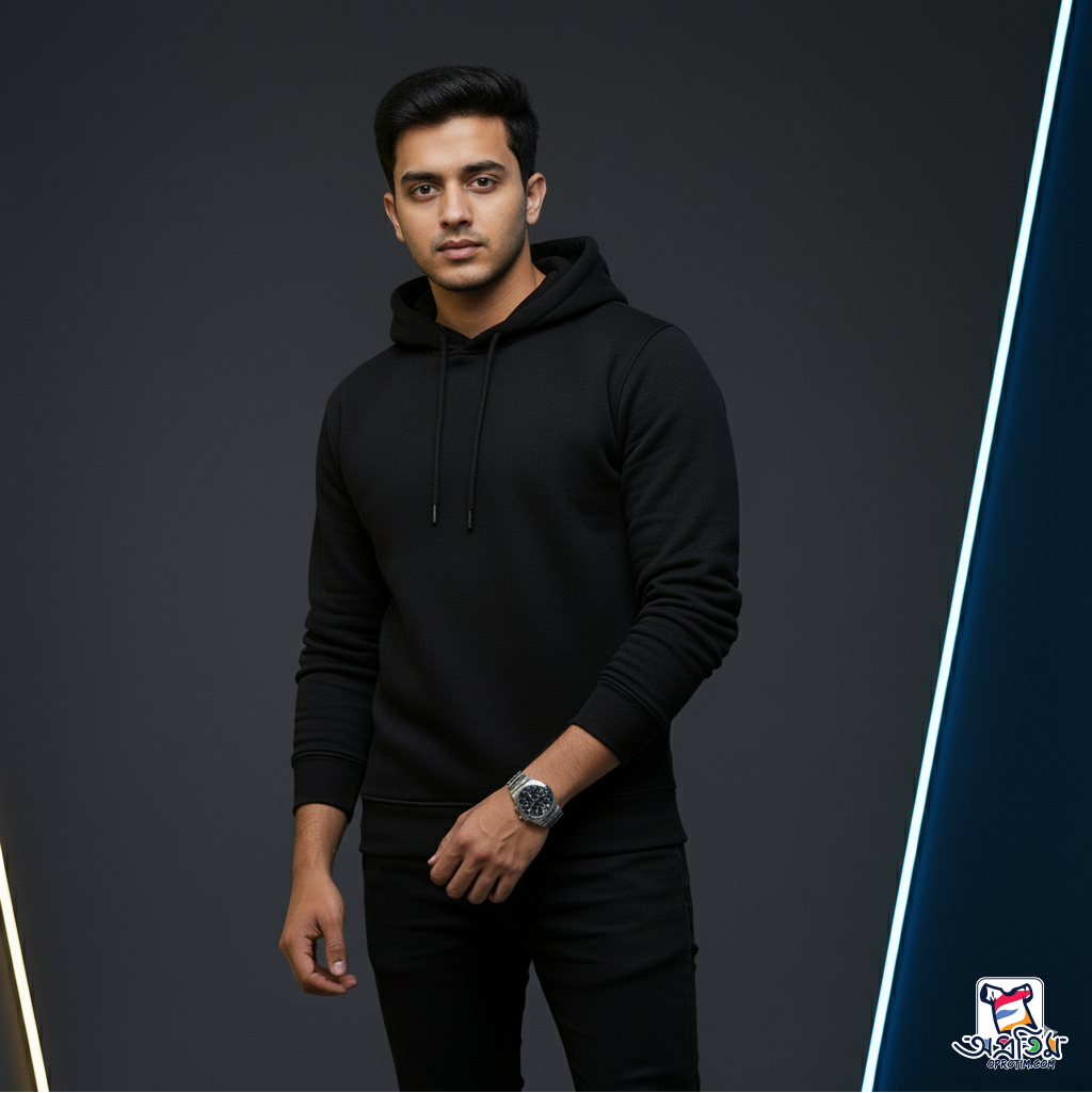 Exclusive Black Hoodie Solid Color_img_2