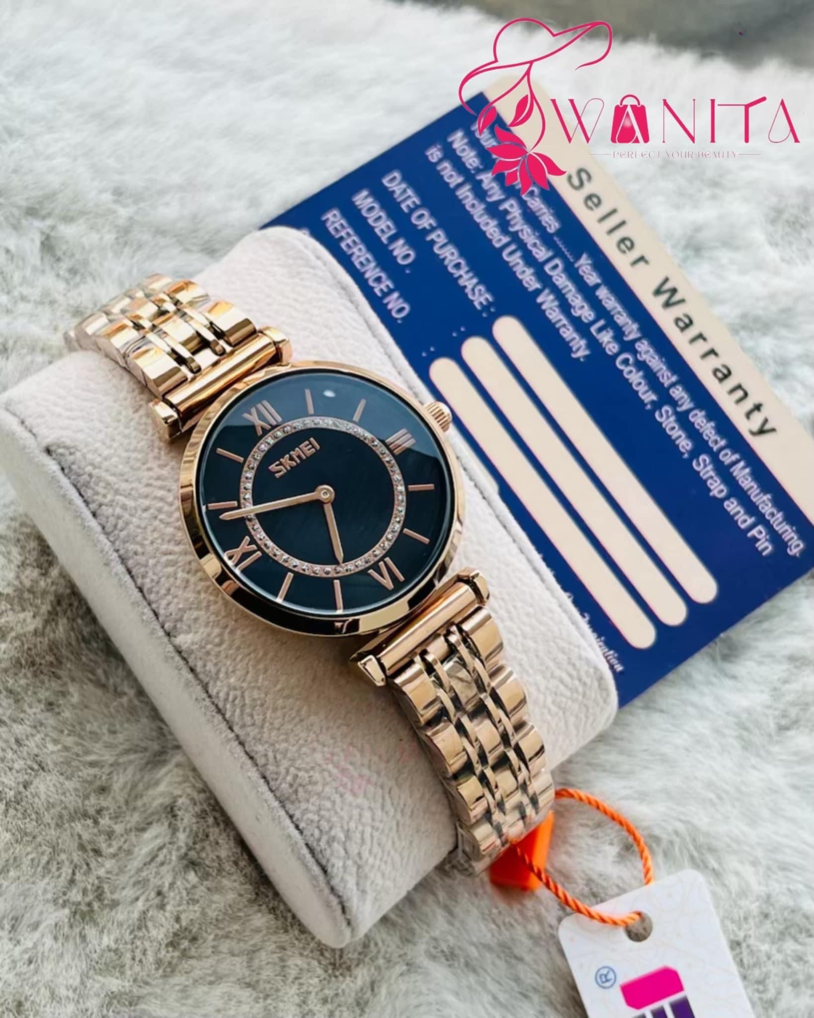 Original Skmei Ladies Golden-Black Watch