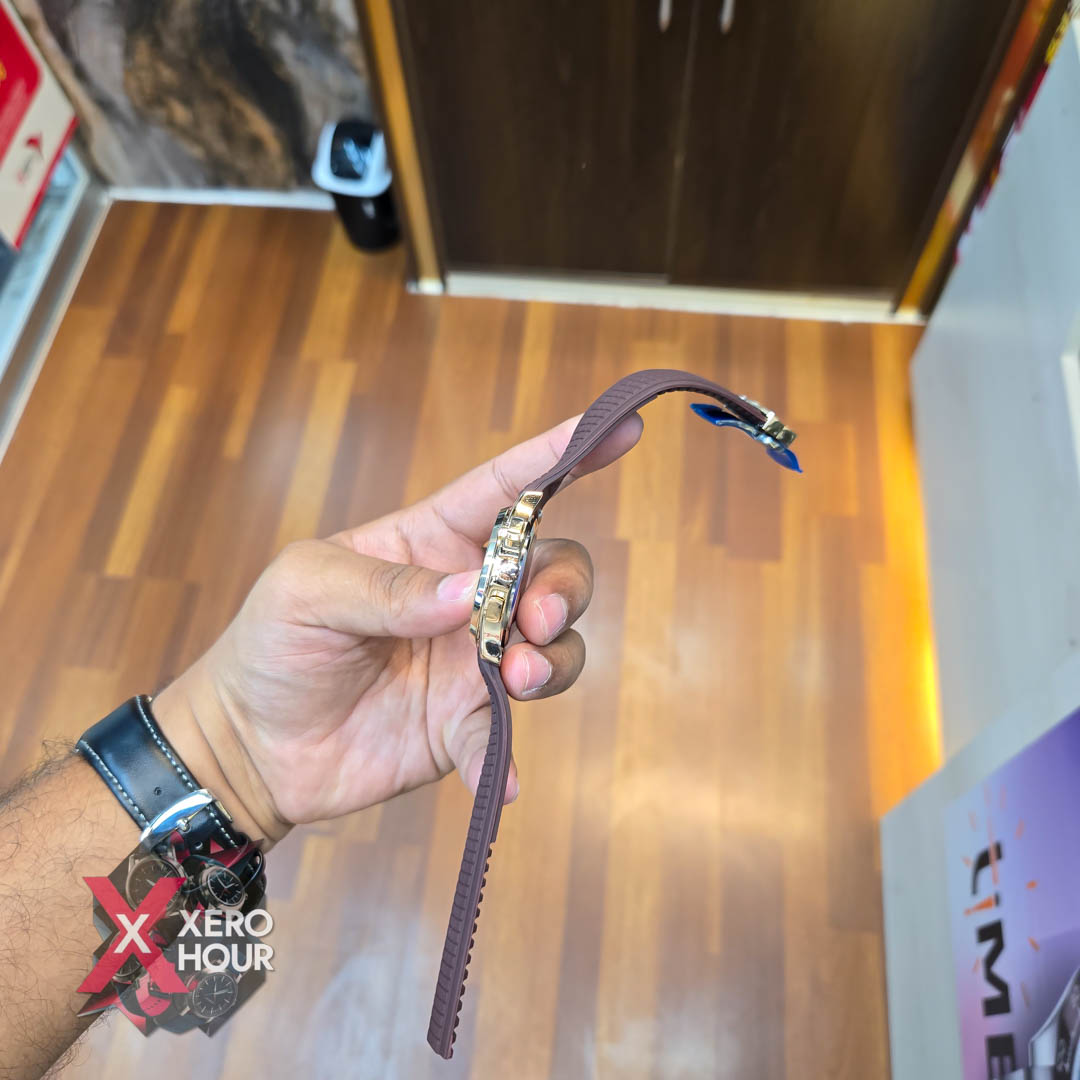 Patek philippe Aquanaut | Silicon Strap | AA Grade | Gold Bezel Brown Strap_img_4