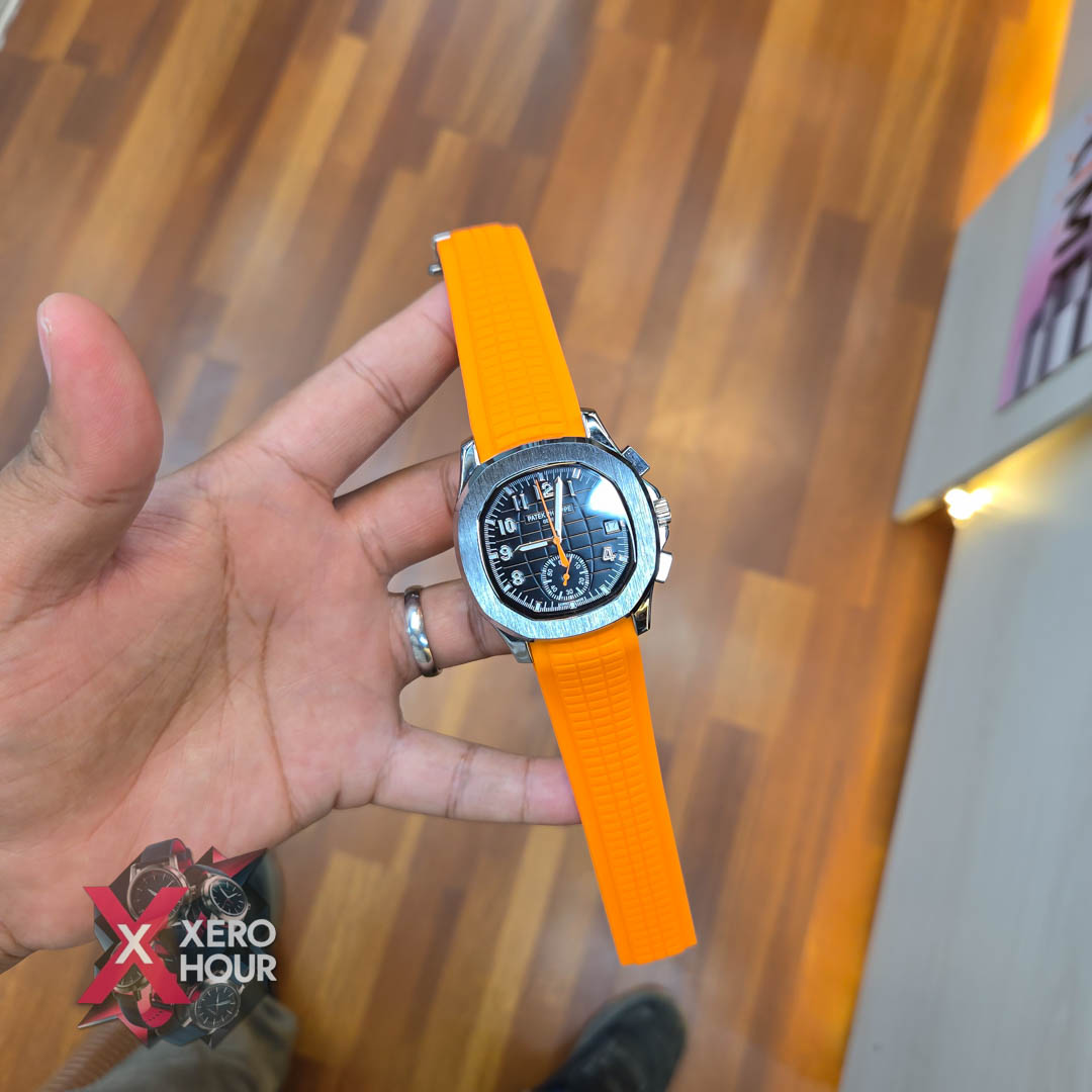 Patek philippe Aquanaut | Silicon Strap | AA Grade | Orange Strap_img_1